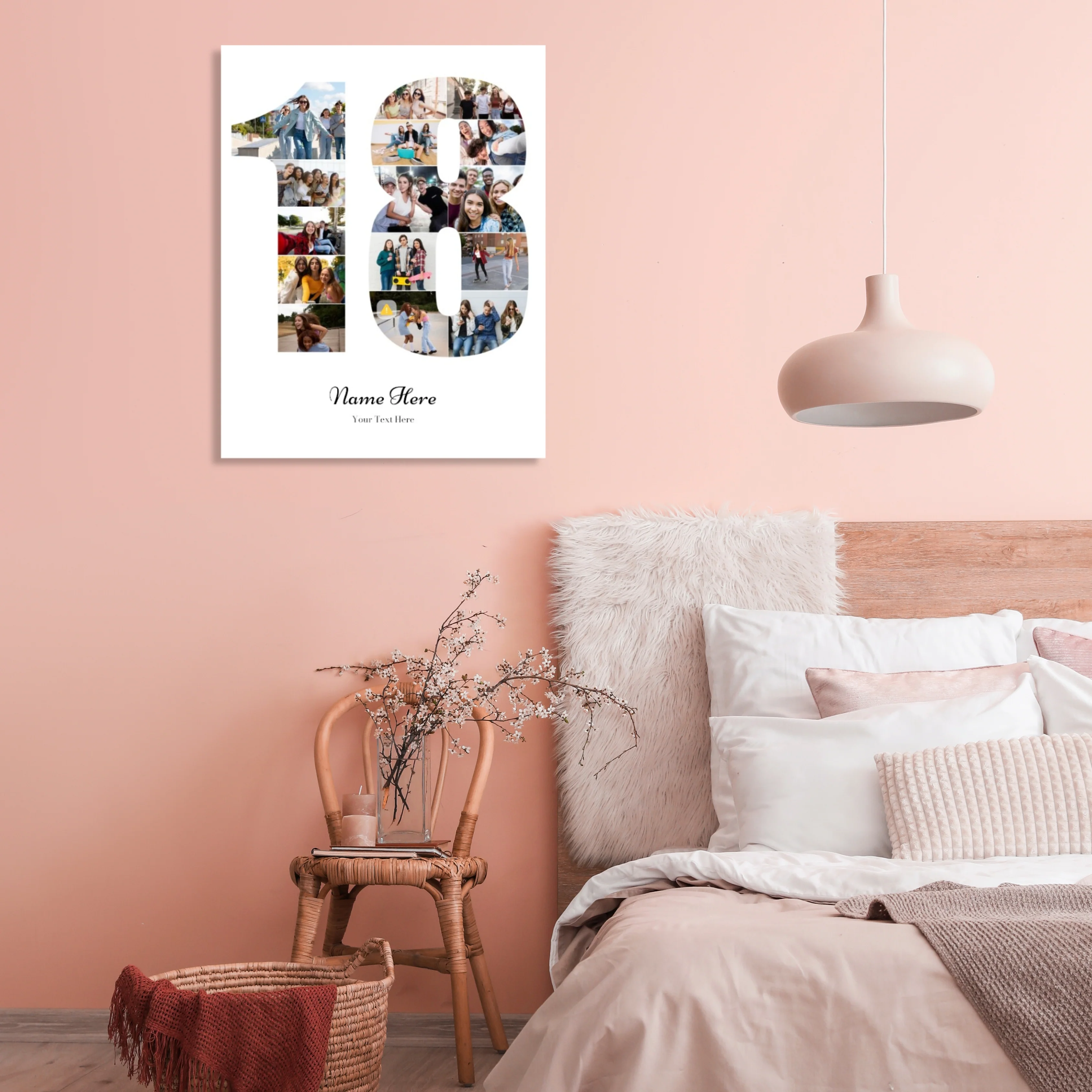 Personalised Number Photo Collage on Canvas - 18th BIRTHDAY