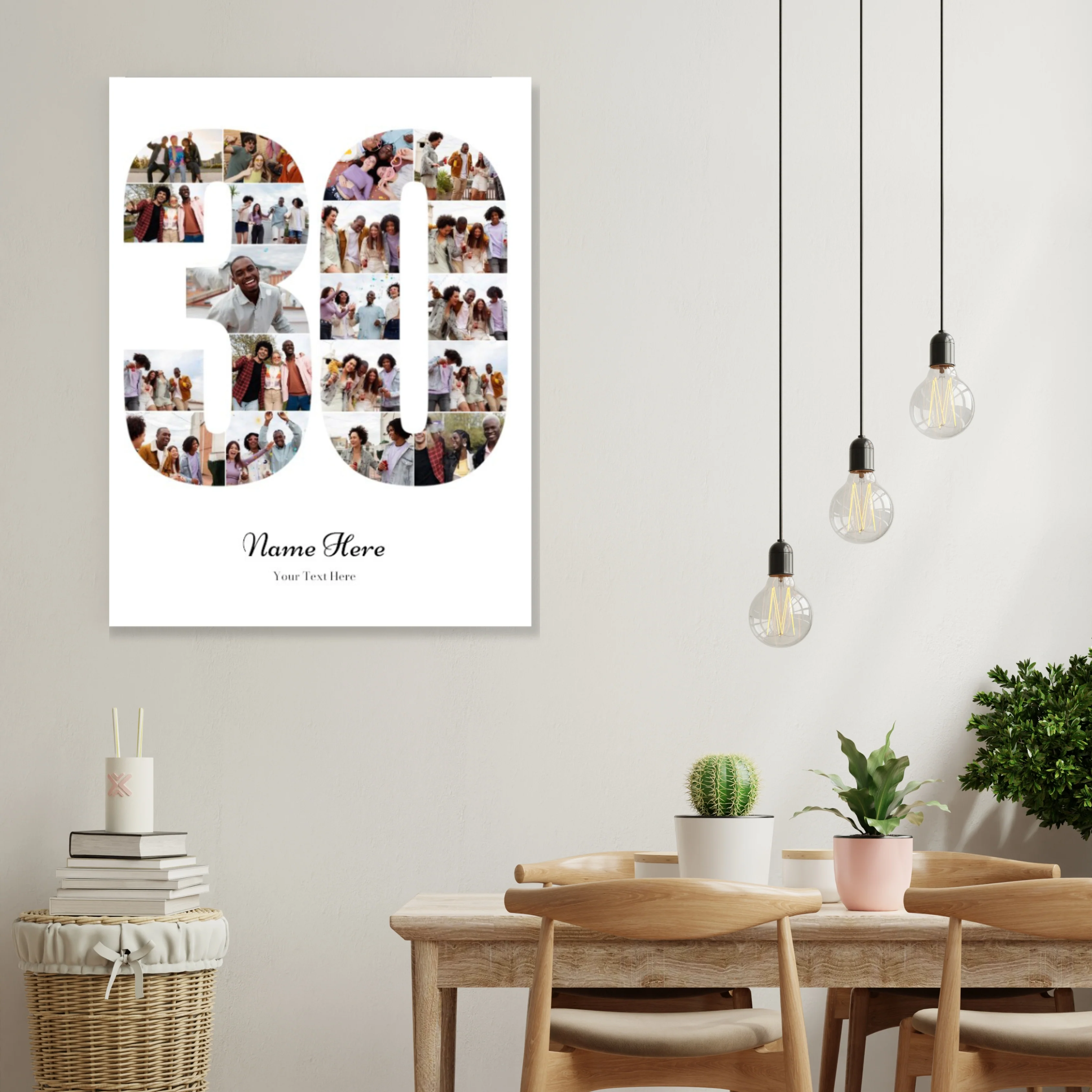 Personalised Number Photo Collage on Canvas - 30th BIRTHDAY