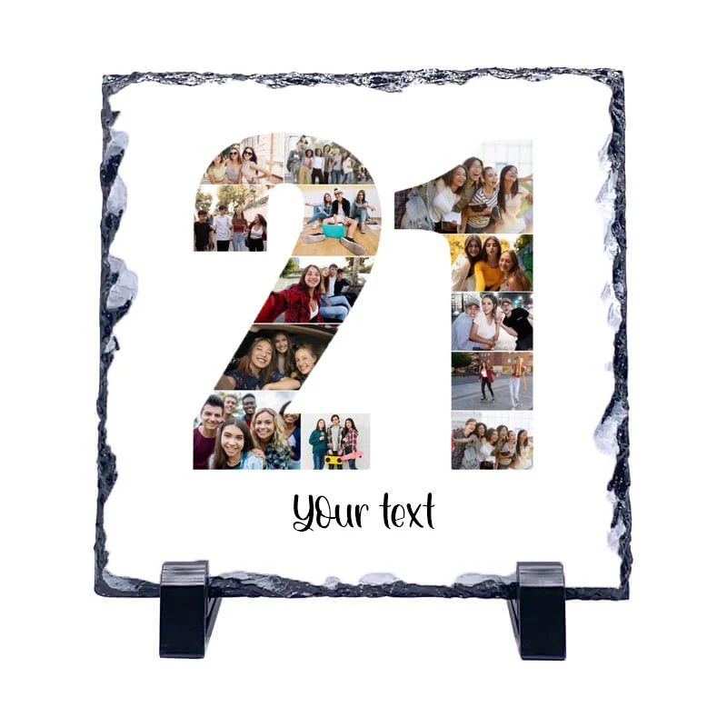 Personalised Number Photo Collage on Acrylic, Slate, Mug or Magnet (13 Photos) 21st BIRTHDAY - Image 3