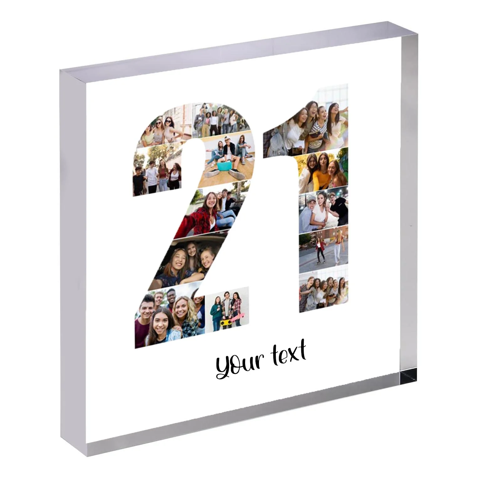 Personalised Number Photo Collage on Acrylic, Slate, Mug or Magnet (13 Photos) 21st BIRTHDAY - Image 4