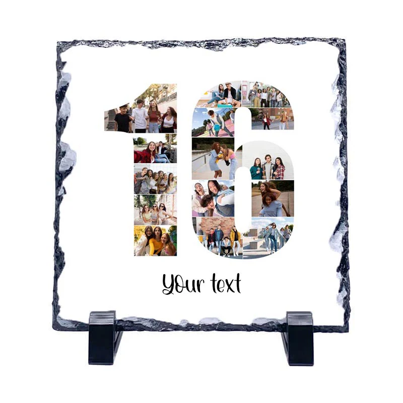 Personalised Number Photo Collage on Acrylic, Slate, Mug or Magnet (15 Photos) 16th BIRTHDAY - Image 4