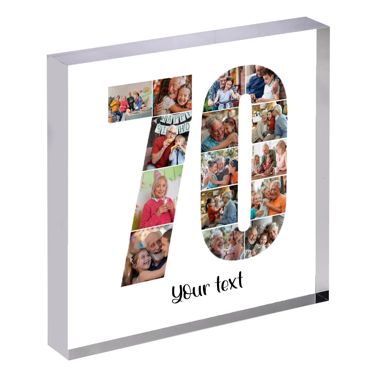 Personalised Number Photo Collage on Acrylic, Slate, Mug or Magnet (15 Photos) 70th BIRTHDAY - Image 4