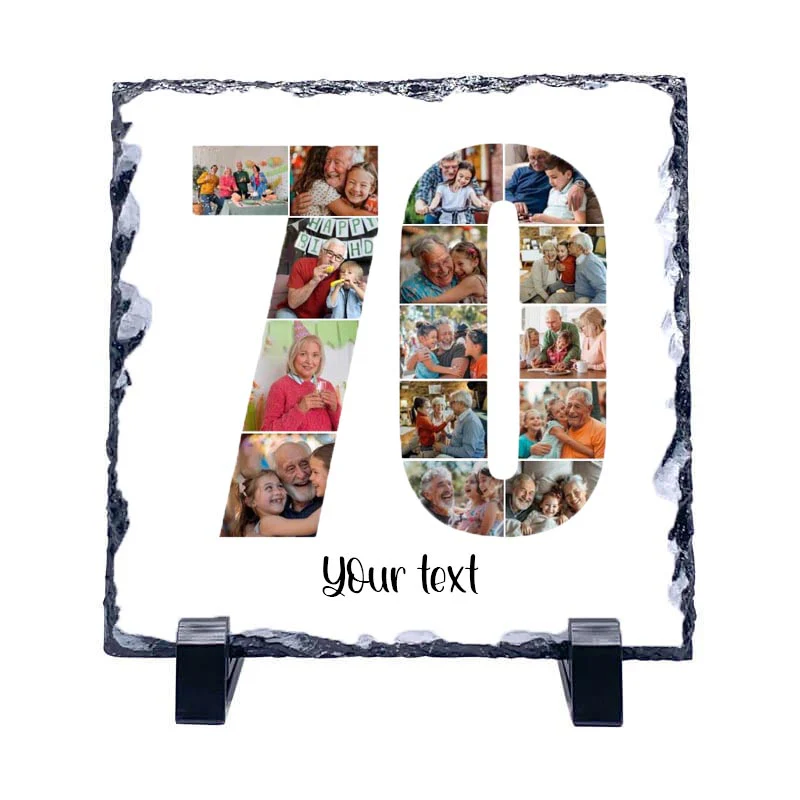 Personalised Number Photo Collage on Acrylic, Slate, Mug or Magnet (15 Photos) 70th BIRTHDAY - Image 5