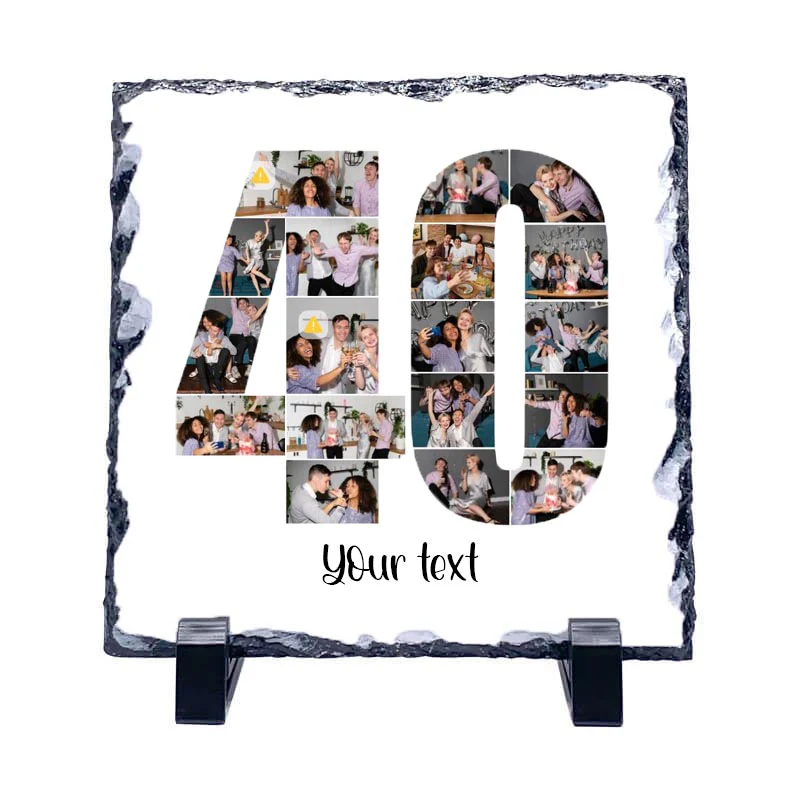Personalised Number Photo Collage on Acrylic, Slate, Mug or Magnet (18 Photos) 40th BIRTHDAY - Image 4