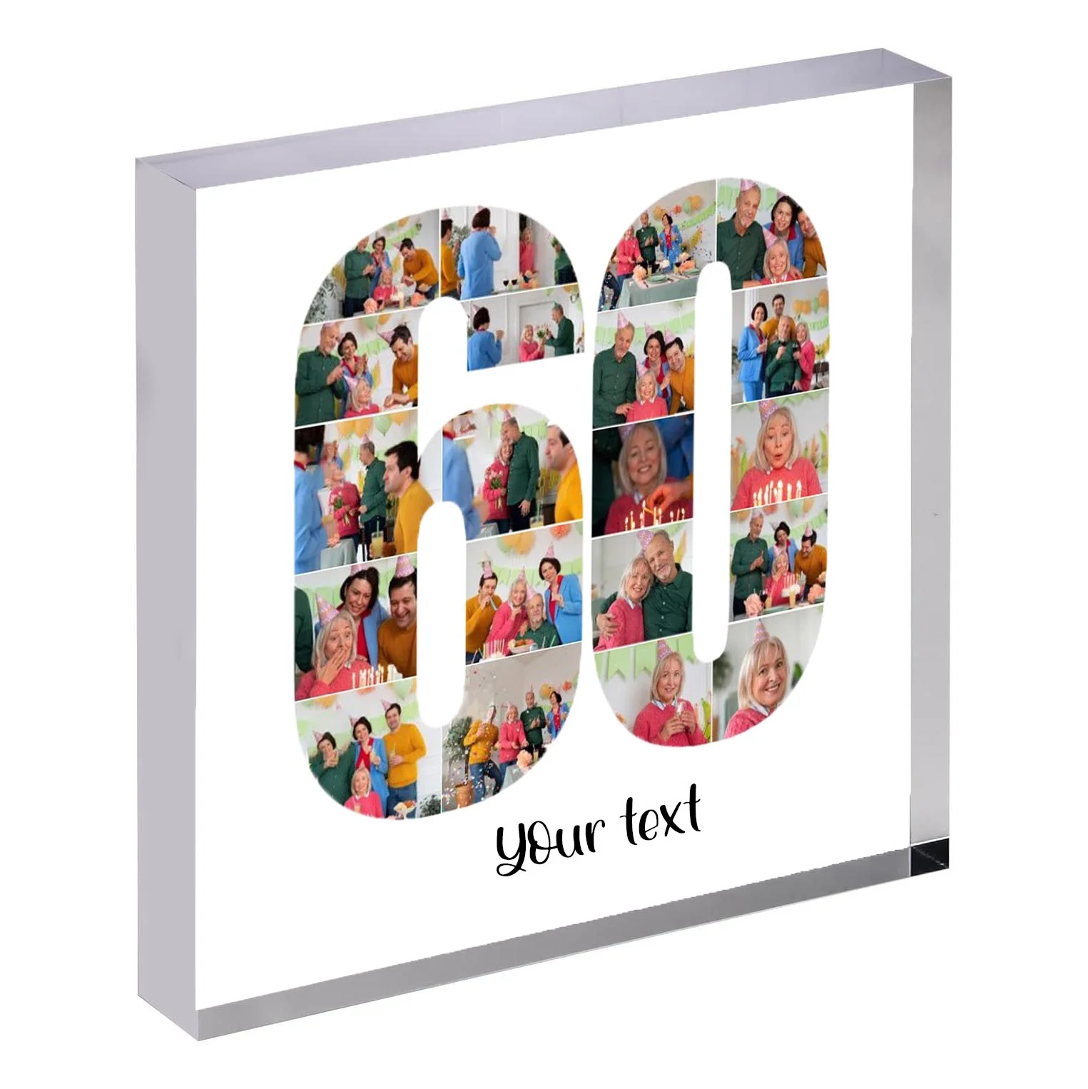 Personalised Number Photo Collage on Acrylic, Slate, Mug or Magnet (20 Photos) 60th BIRTHDAY - Image 4