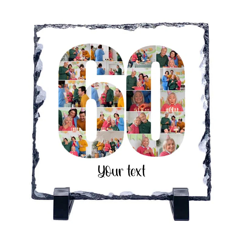 Personalised Number Photo Collage on Acrylic, Slate, Mug or Magnet (20 Photos) 60th BIRTHDAY - Image 5