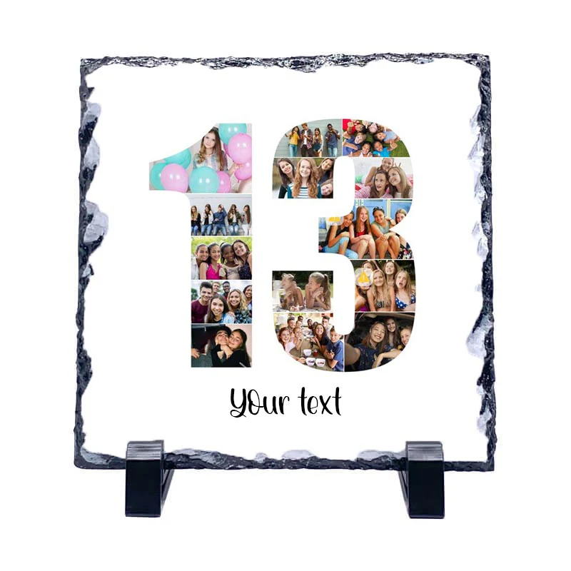 Personalised Number Photo Collage on Acrylic, Slate, Mug or Magnet (14 Photos) 13th BIRTHDAY - Image 4