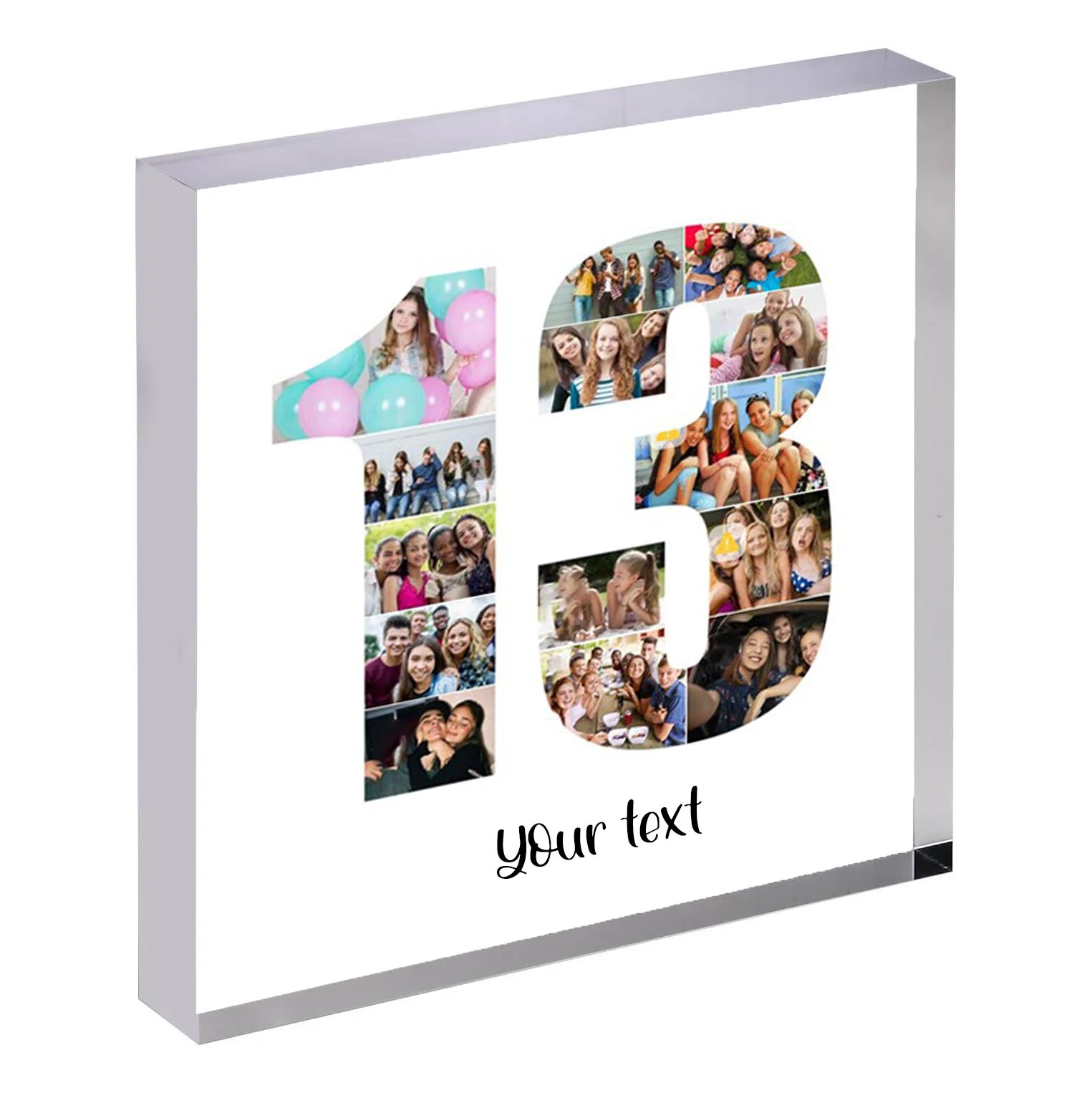 Personalised Number Photo Collage on Acrylic, Slate, Mug or Magnet (14 Photos) 13th BIRTHDAY - Image 5