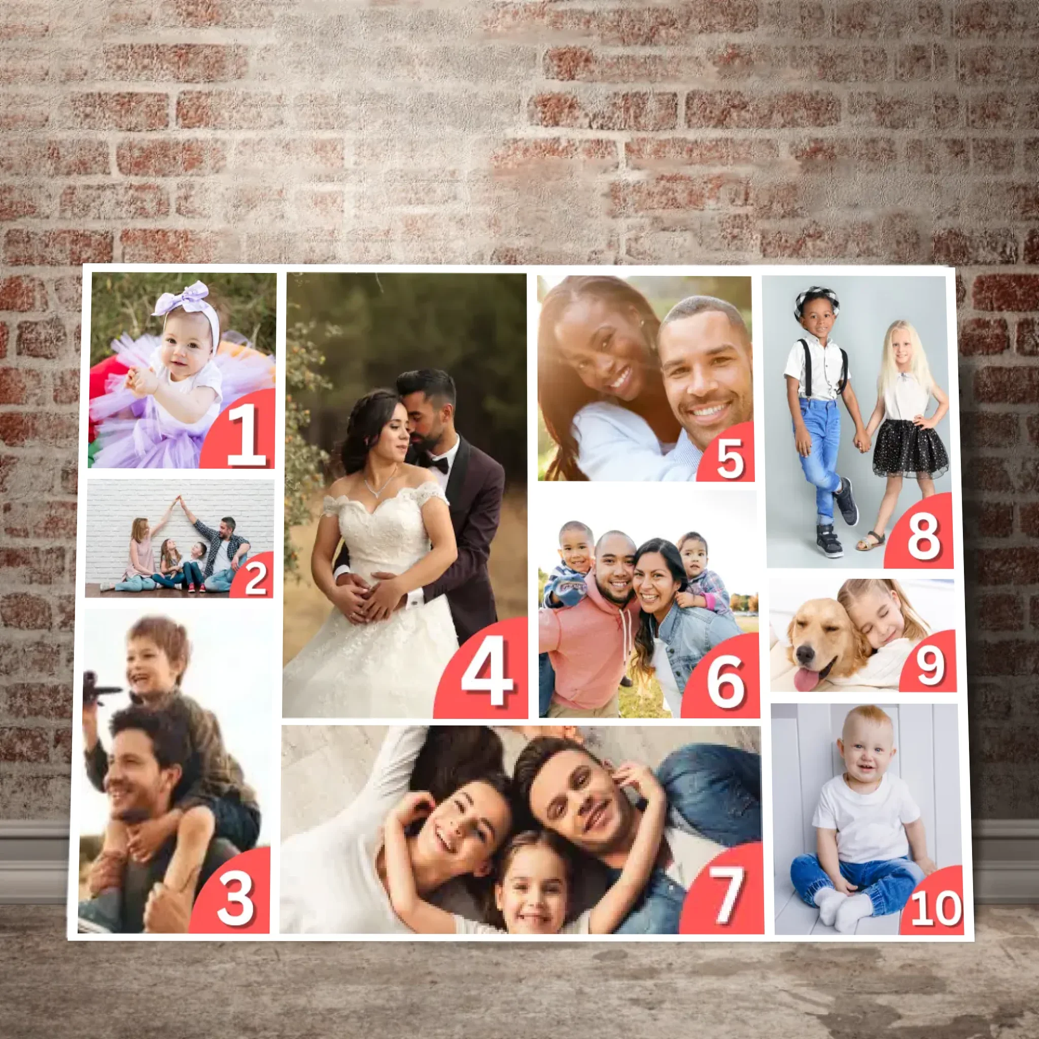 Personalised Photo Collage Canvas Wall Art | 10 photos | A2, A3 or A4 Size - Image 2