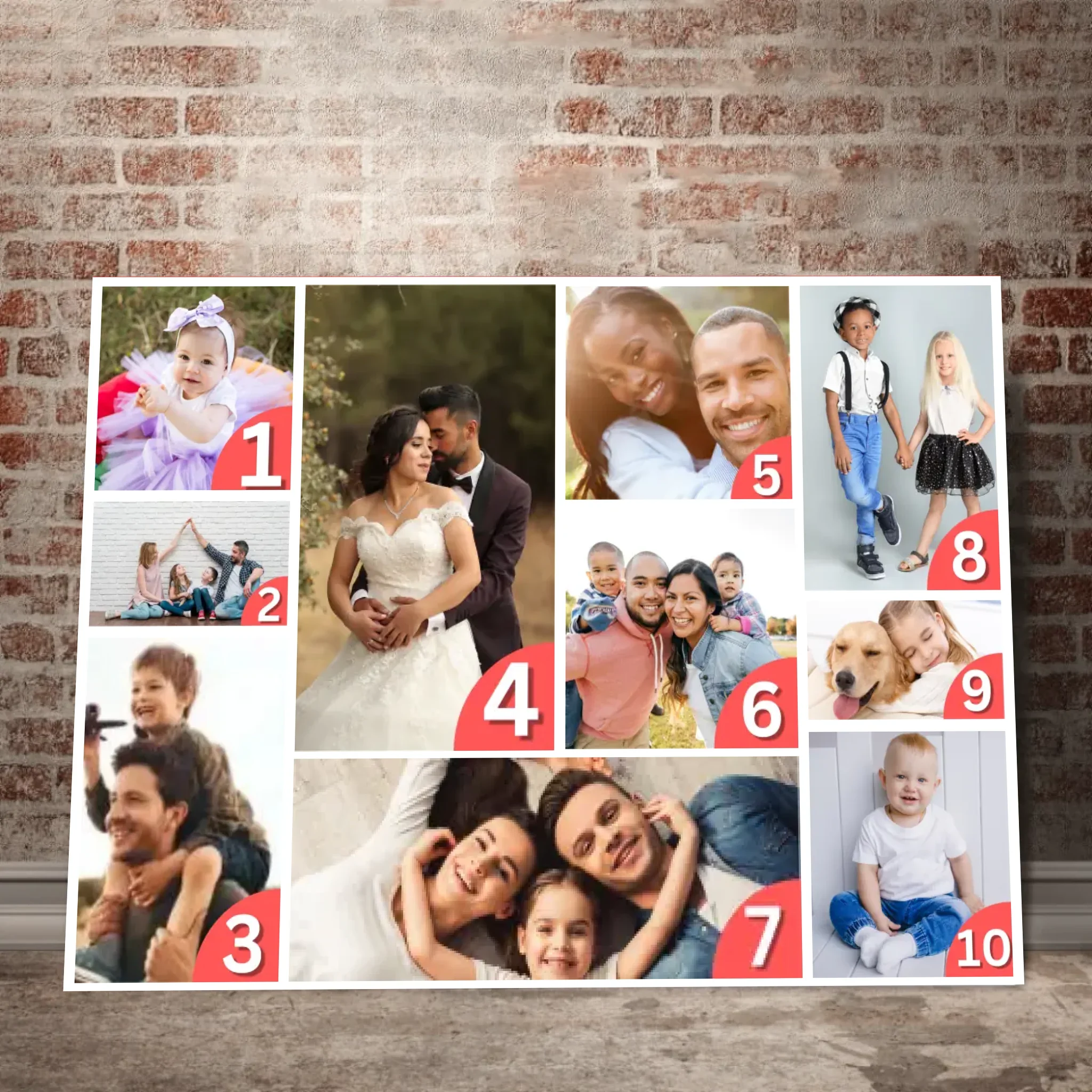 Personalised Photo Collage Canvas Wall Art | 10 photos | A2, A3 or A4 Size - Image 3