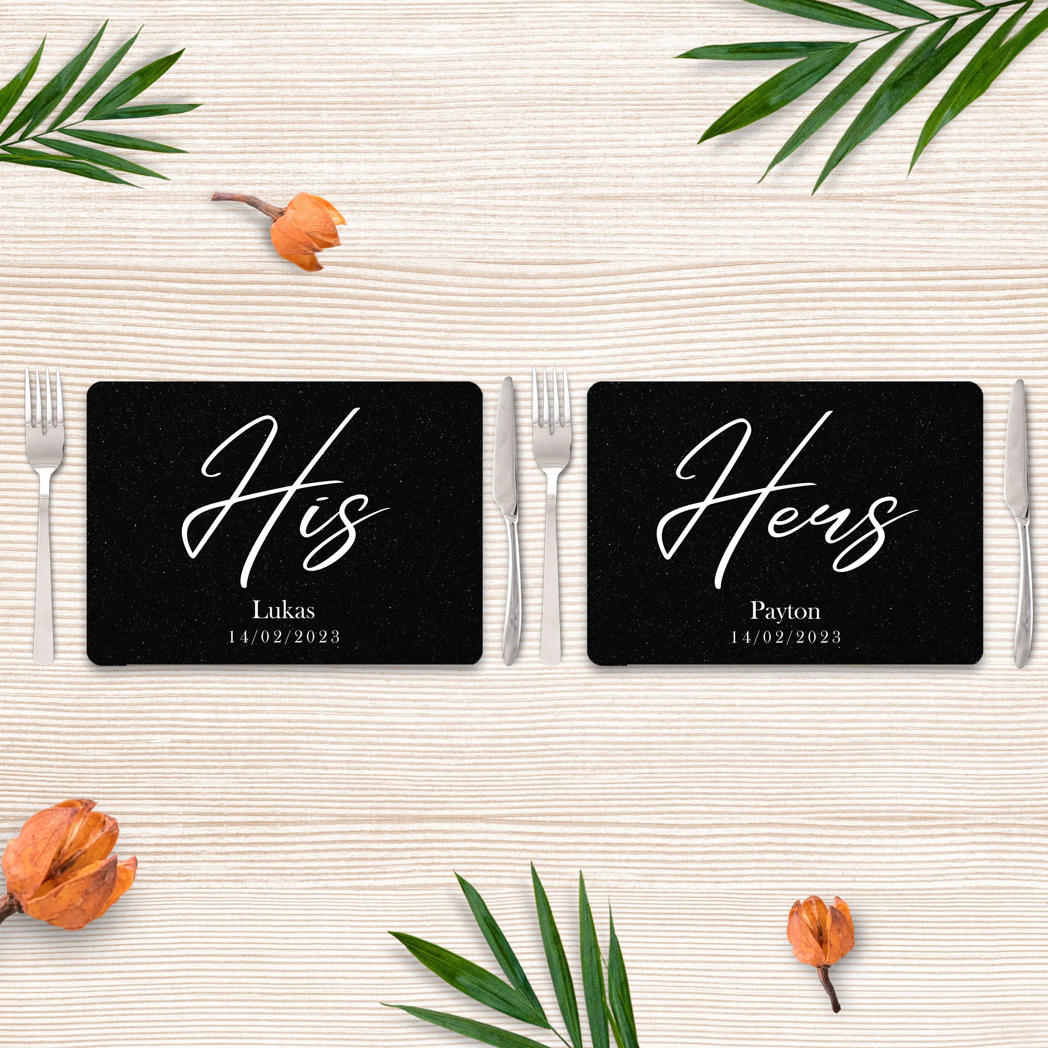 Personalised Placemats - His & Hers Theme (30X40CM) - Image 2