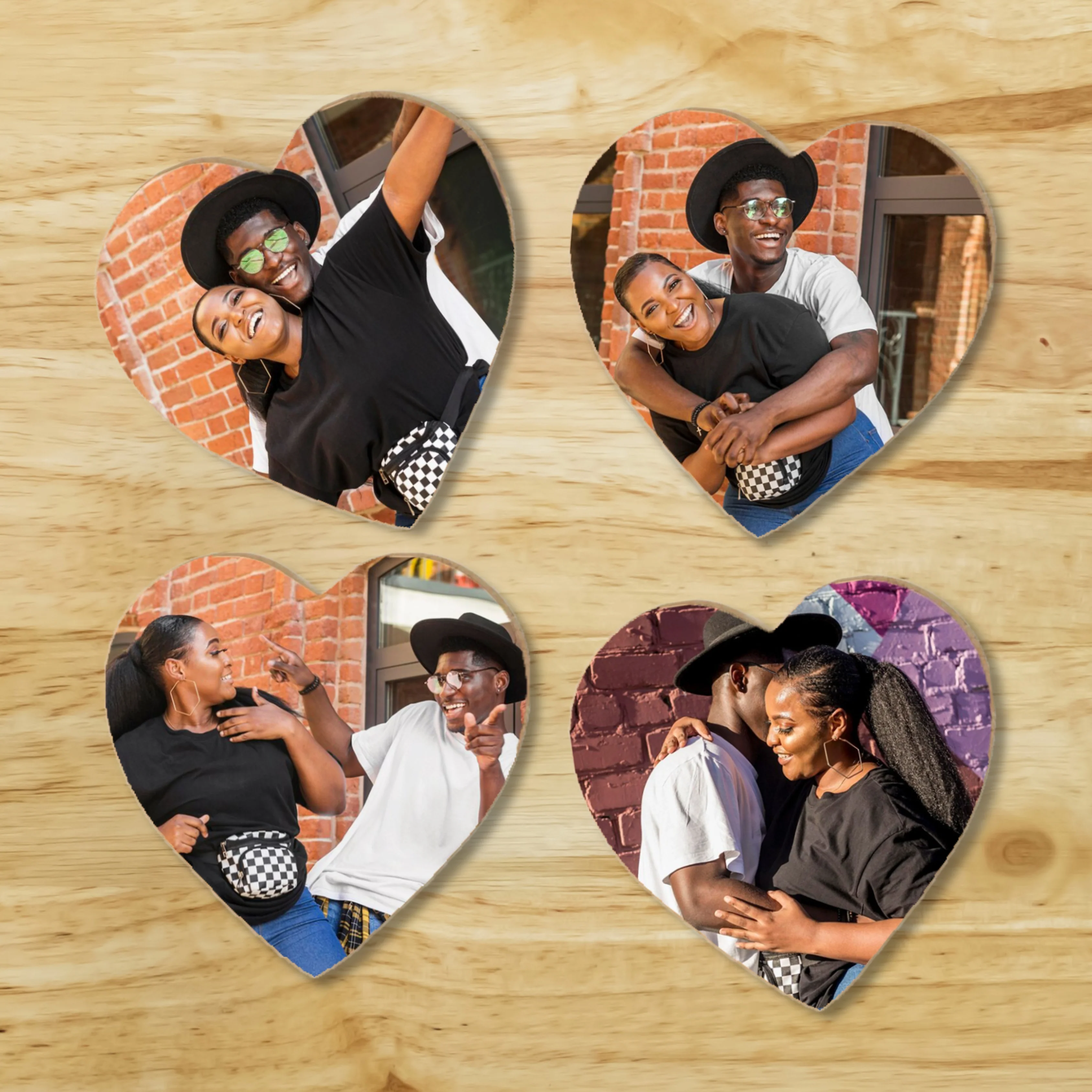 Personalized Coasters - Heart-shaped Wooden (MDF) Sets with Premium Cork Base - Image 3