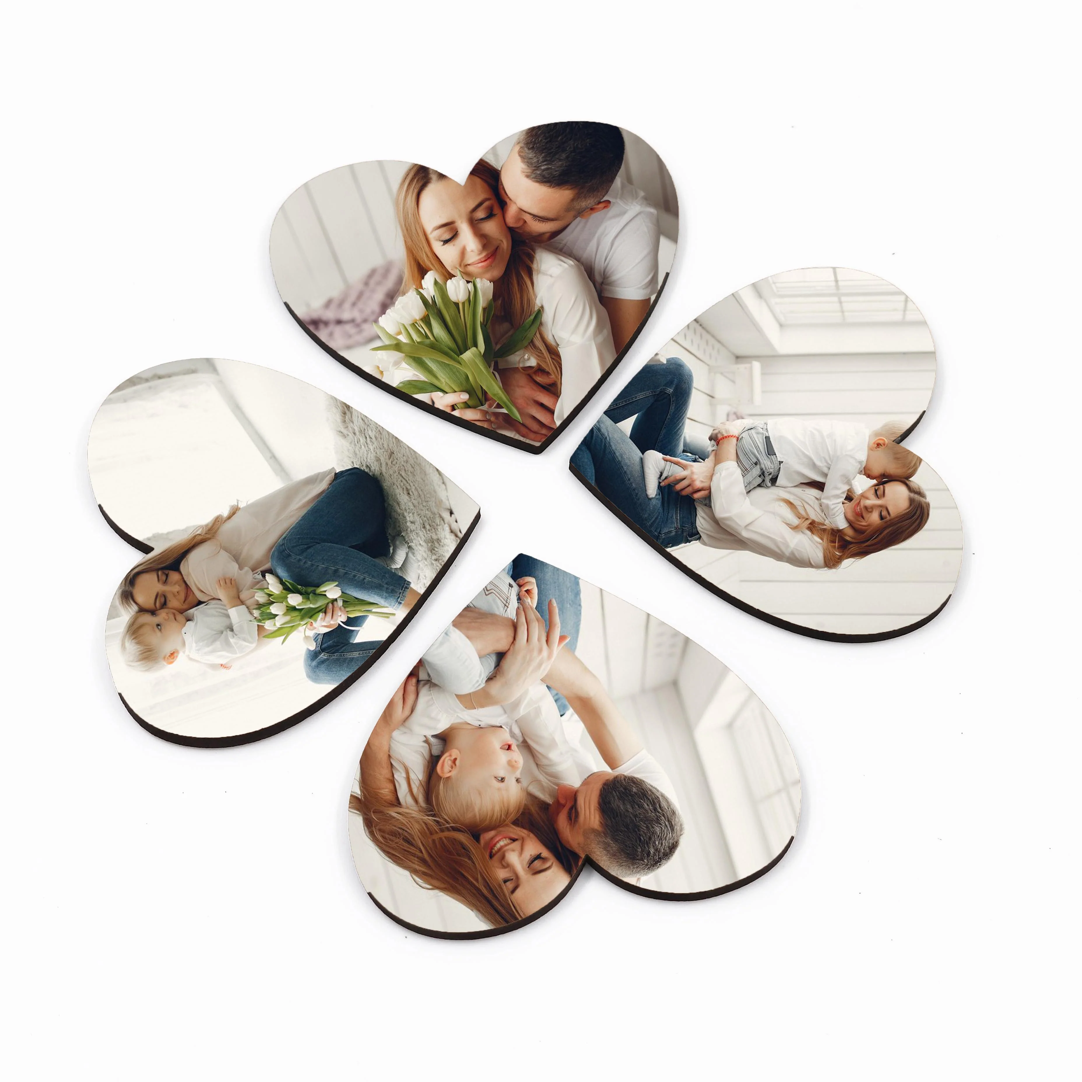 Personalized Coasters - Heart-shaped Wooden (MDF) Sets with Premium Cork Base - Image 4