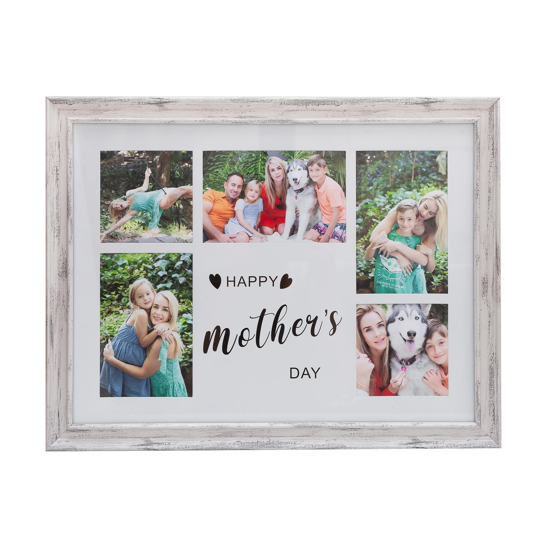 Photo Frame with 5 pictures - Mother's Day Collage - A3 30X40cm - White Stressed