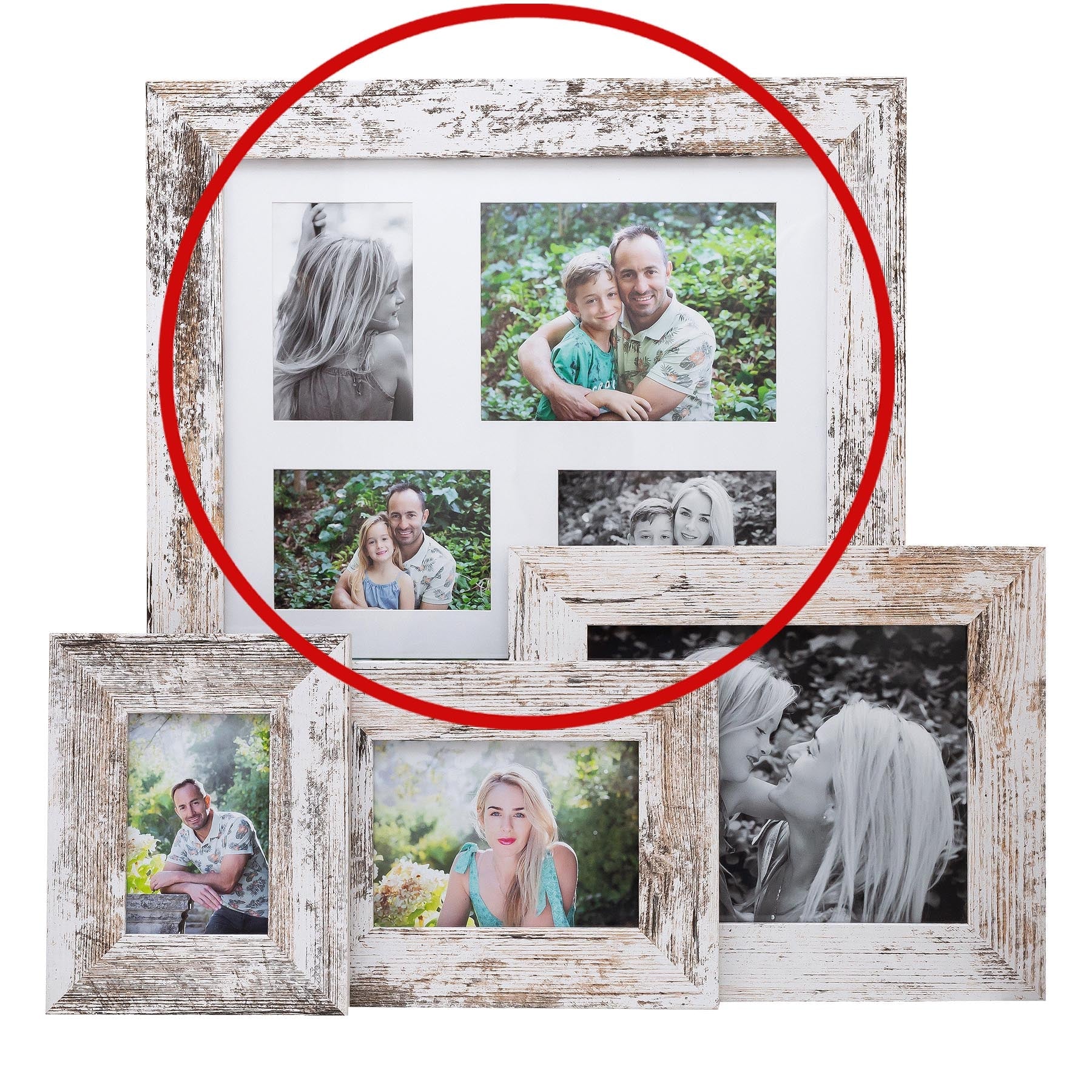 Photo Frame with multiple pictures & optional message - 49X59cm - White Stressed - Image 5