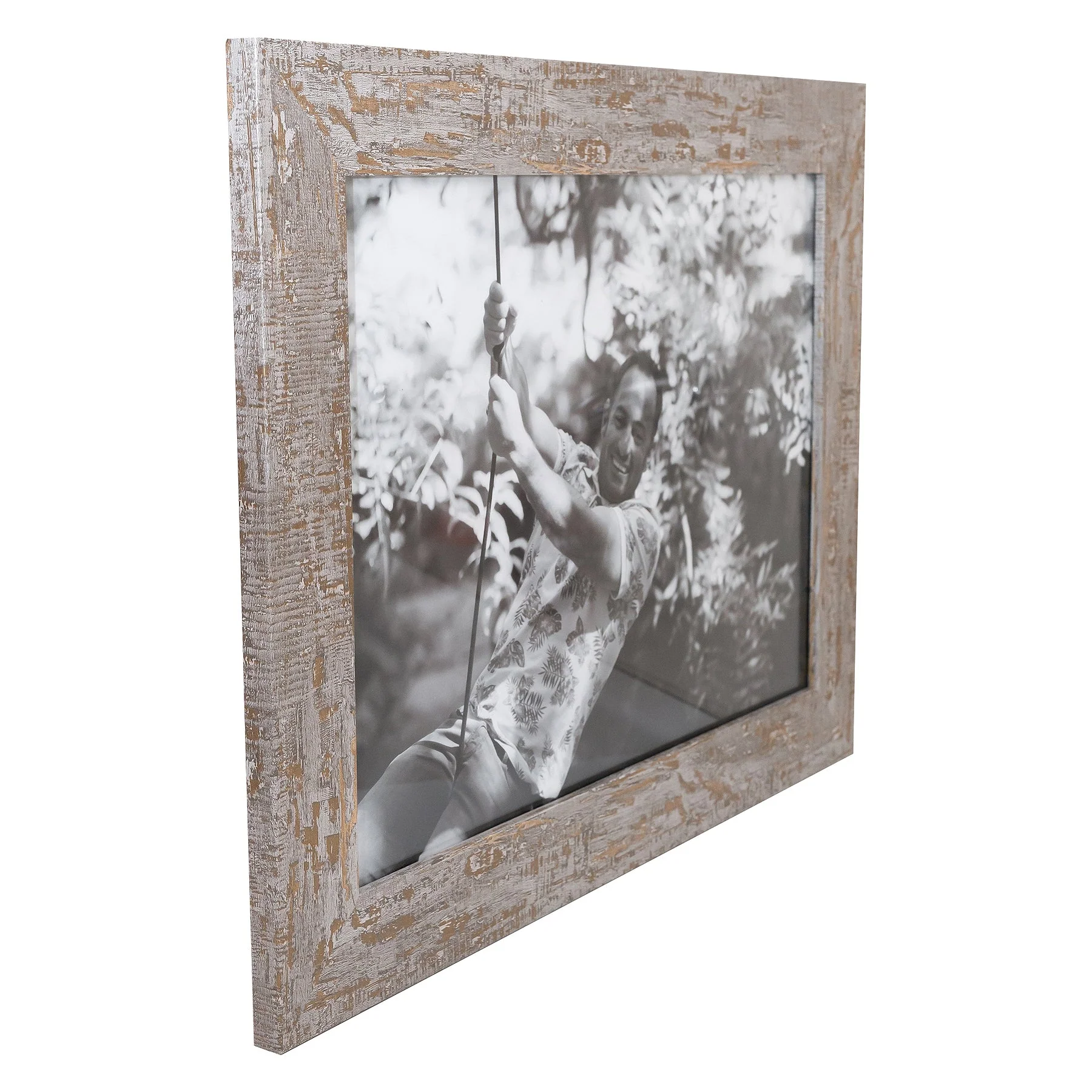 Photo Frame with multiple pictures & optional message - A3 40x30cm- Wood Stressed - Image 2