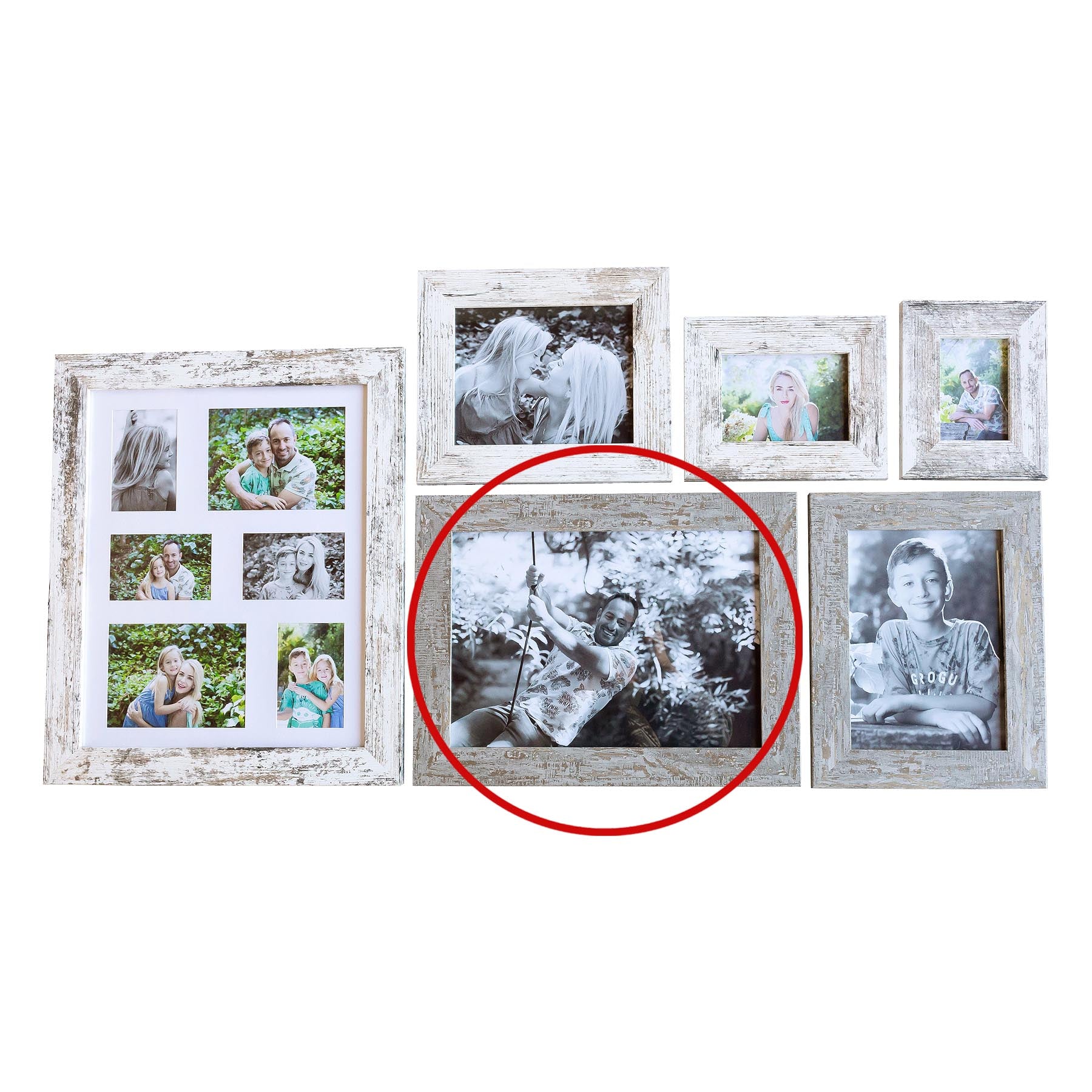 Photo Frame with multiple pictures & optional message - A3 40x30cm- Wood Stressed - Image 5