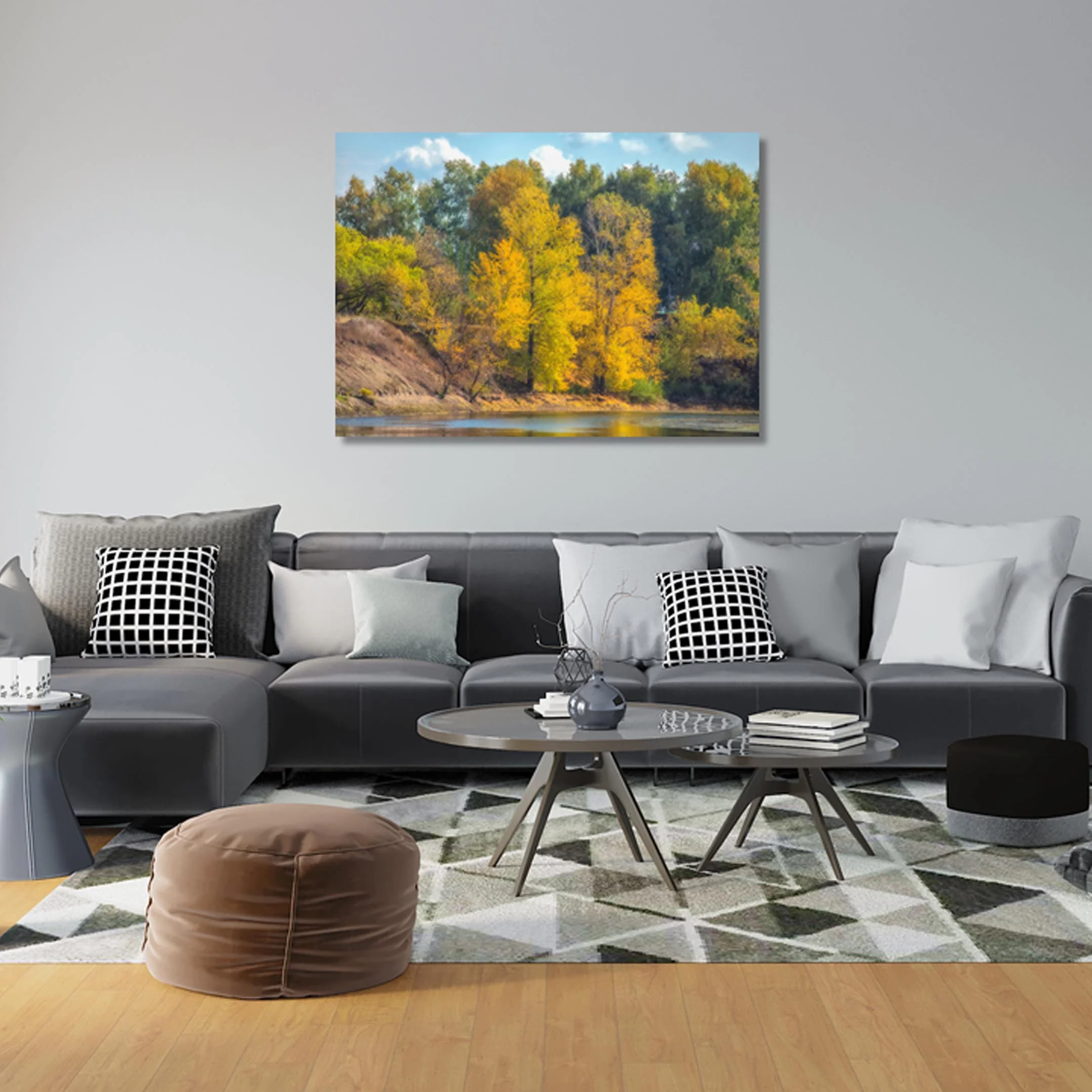 Autumn trees on the riverside