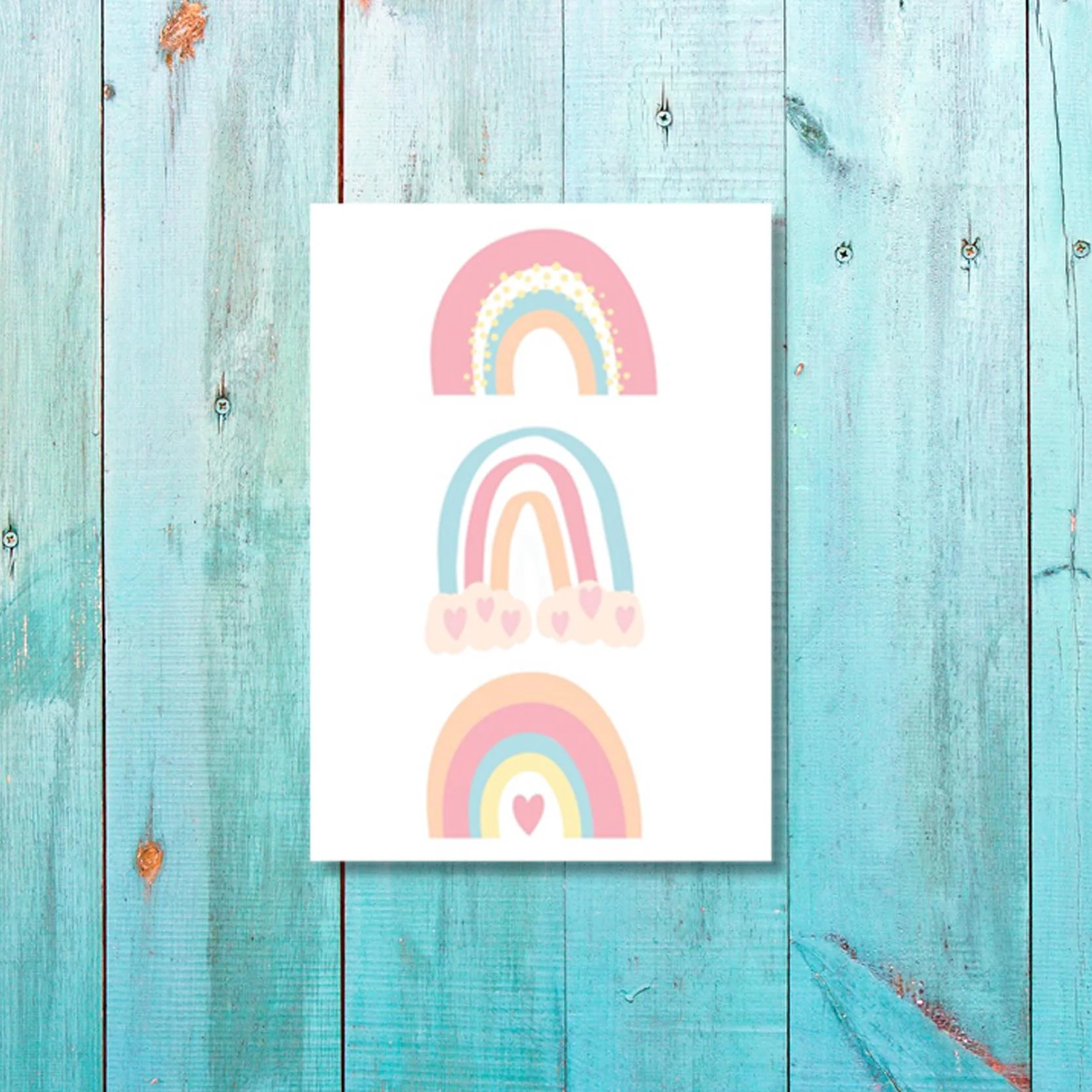 Girl Set of 1 - Pink heart Rainbows