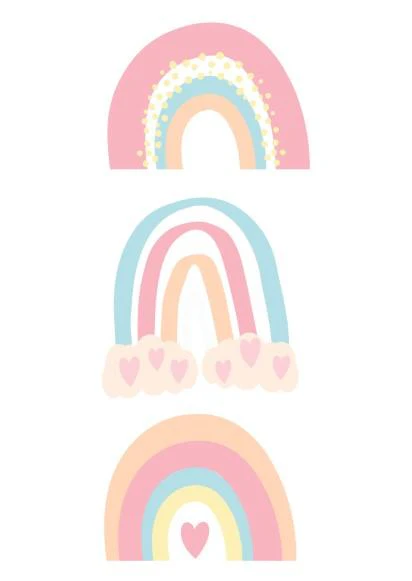 Girl Set of 1 - Pink heart Rainbows - Image 2