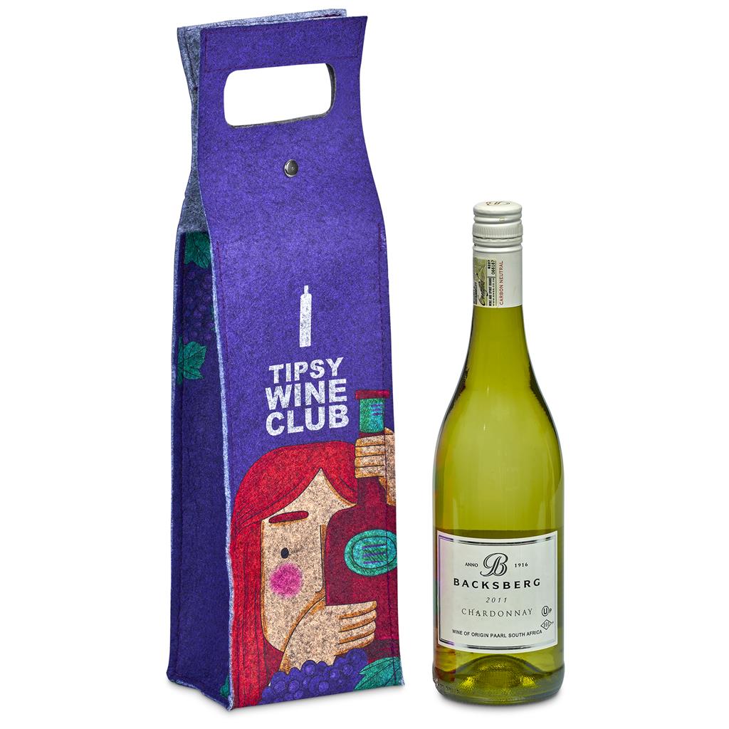 Pre-Production Sample Hoppla Velto RPET Felt Single Wine Carrier - Image 3