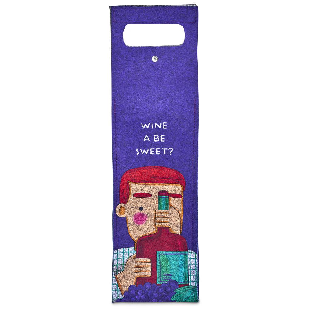 Pre-Production Sample Hoppla Velto RPET Felt Single Wine Carrier - Image 4