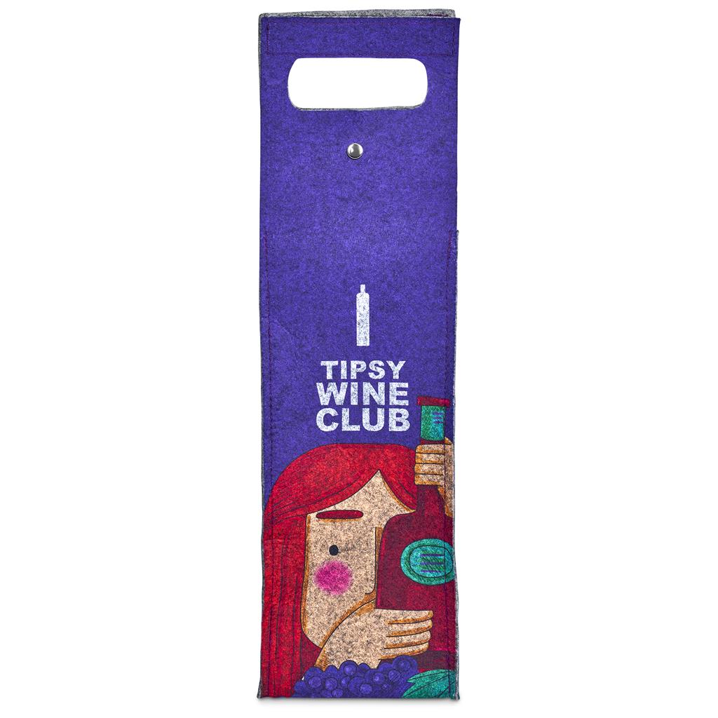 Pre-Production Sample Hoppla Velto RPET Felt Single Wine Carrier - Image 6