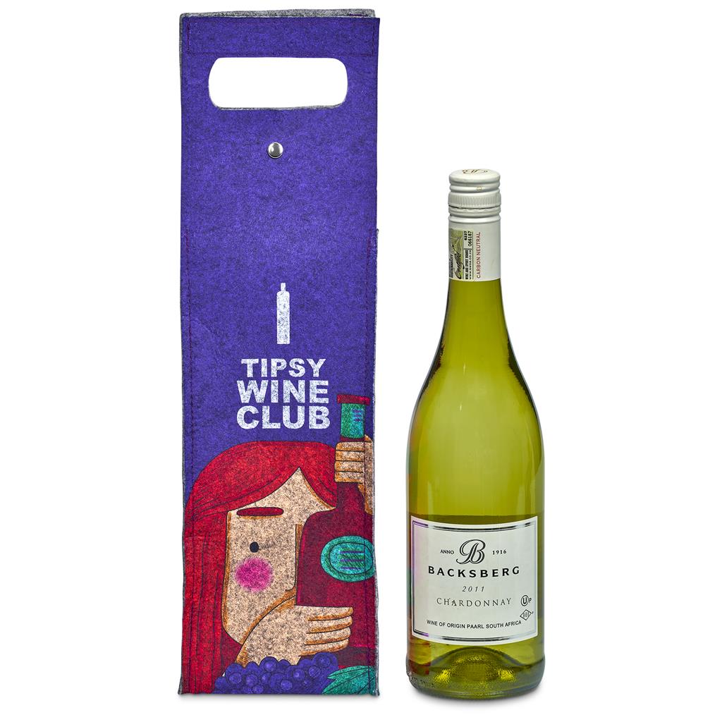 Pre-Production Sample Hoppla Velto RPET Felt Single Wine Carrier - Image 7