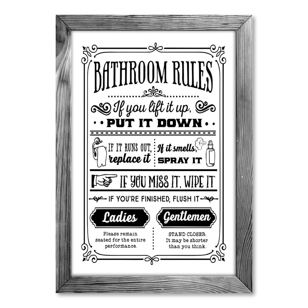 PVC Bathroom Rules Sign (White) - Image 2