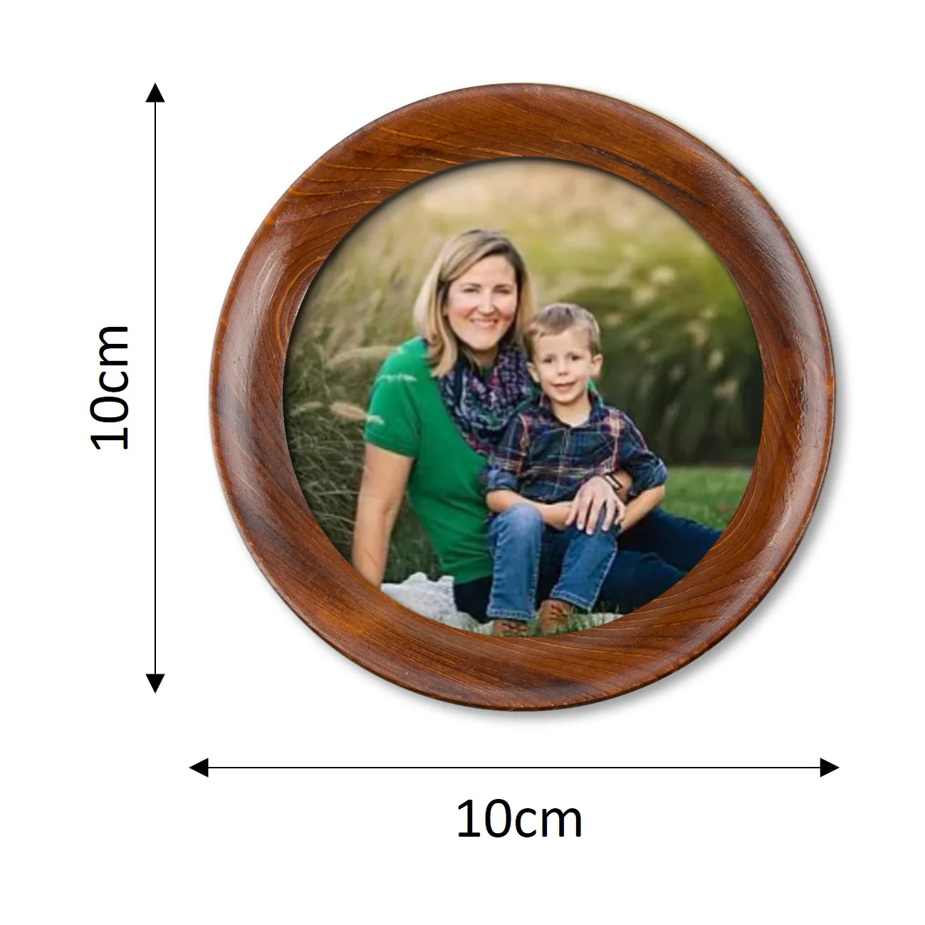 Round Virtual Framed Photo Magnets Set of 9 (Dark Wood Look-alike) - Image 2