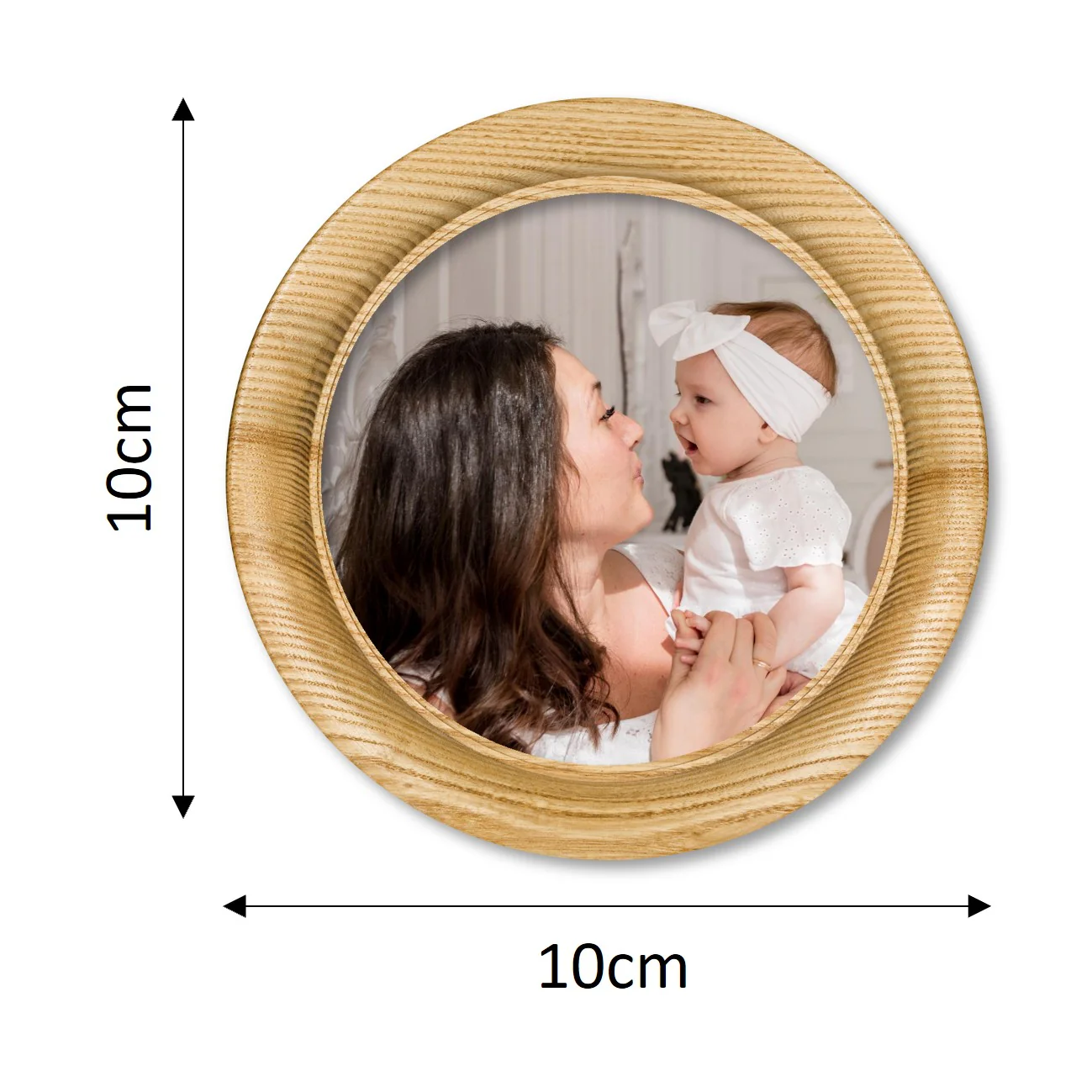 Round Virtual Framed Photo Magnets Set of 9 (Light Wood Look-alike) - Image 2