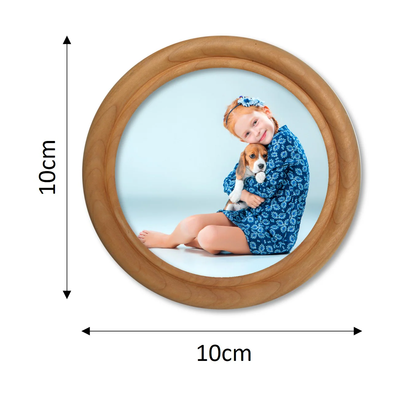 Round Virtual Framed Photo Magnets Set of 9 (Medium Wood Look-alike) - Image 2
