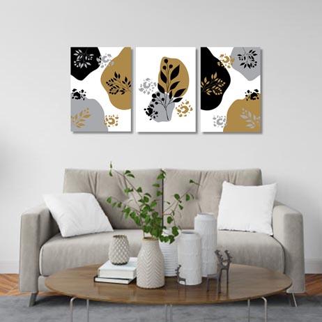 Abstract floral grey gold