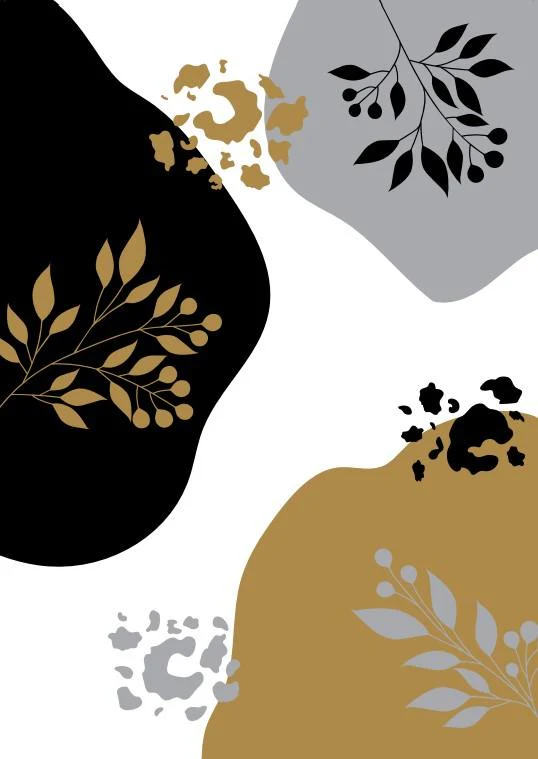 Abstract floral grey gold - Image 4