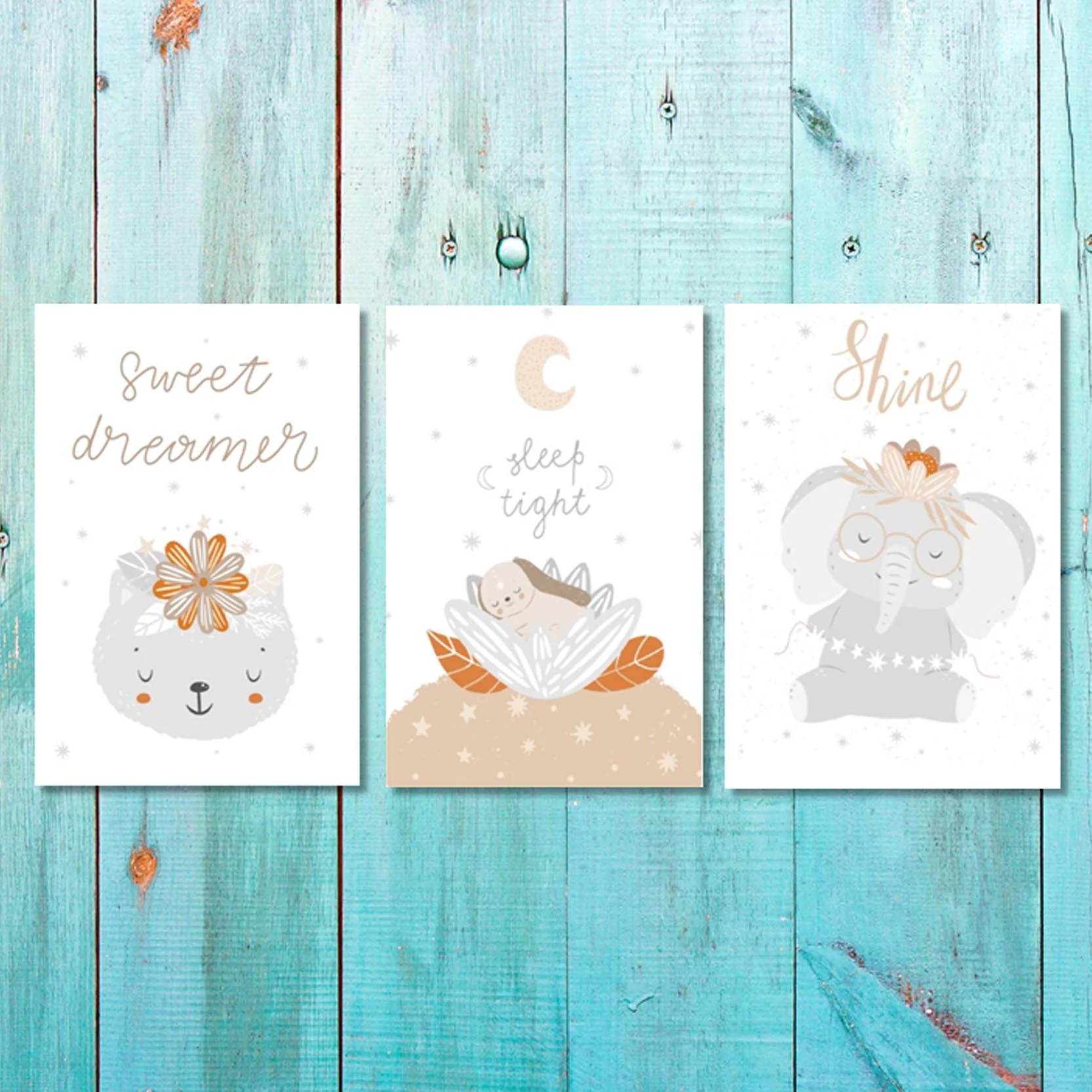 Girls: Set of 3 - Sweet dreams,Sleep tight, Shine