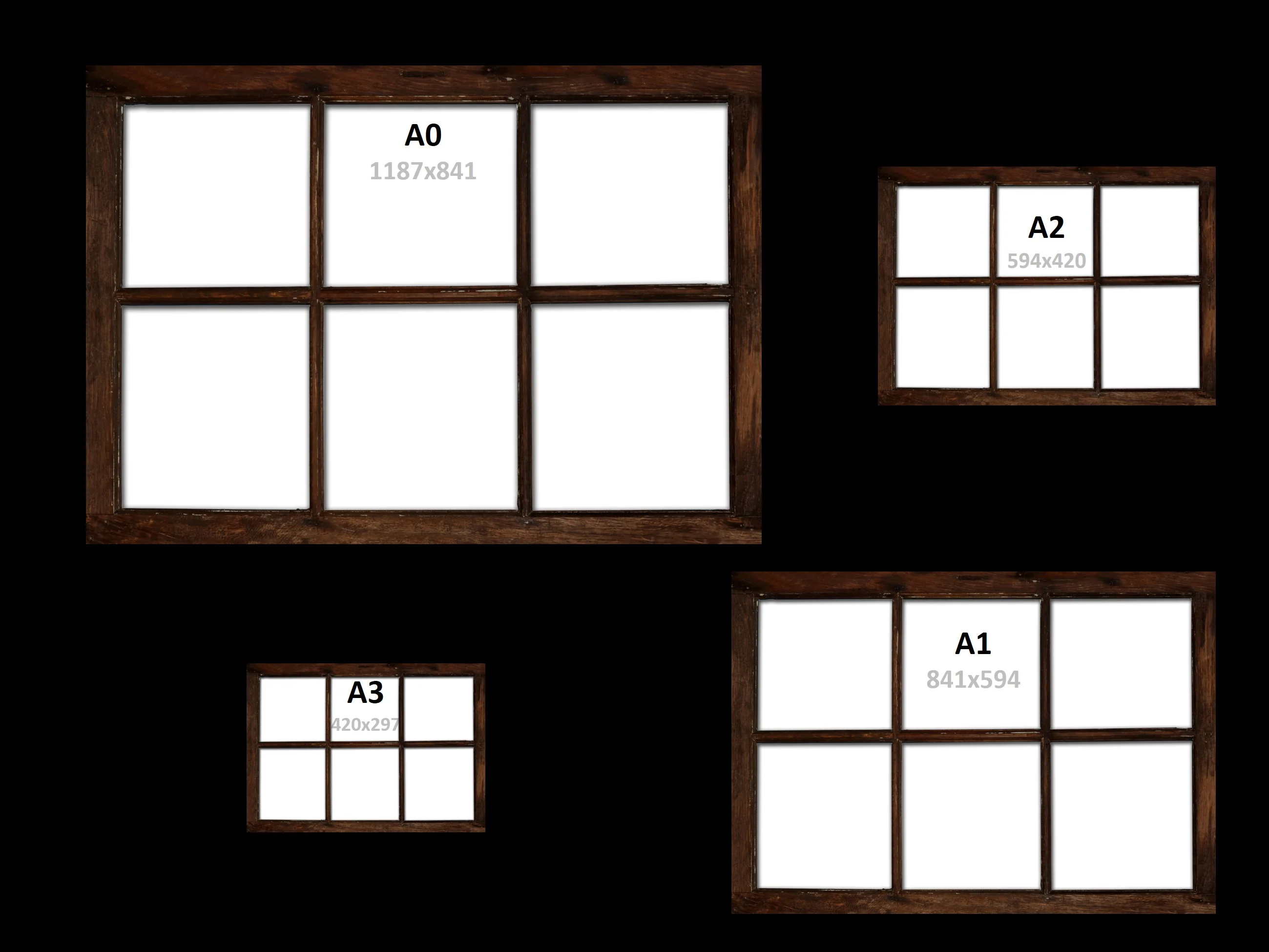 Single Canvas Prints! Virtual Window Frames Collage Dark Wood - Image 2