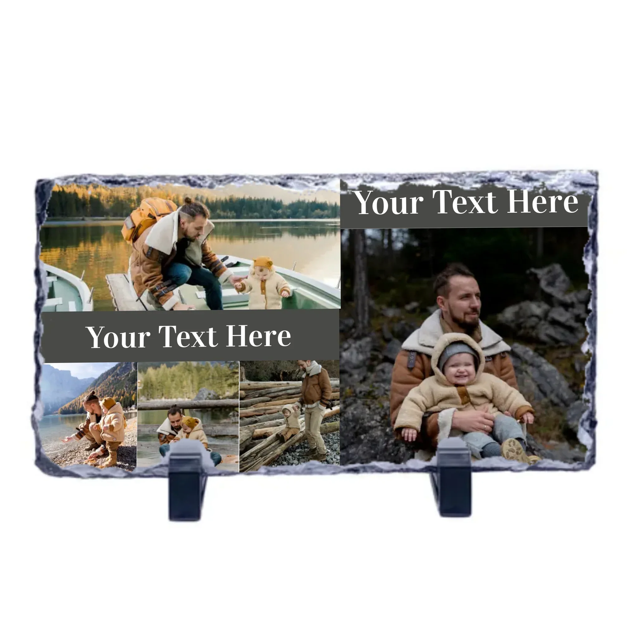 Slate Stone Photo Display Stand - CUSTOM TEXT Collage (various sizes) - Image 2