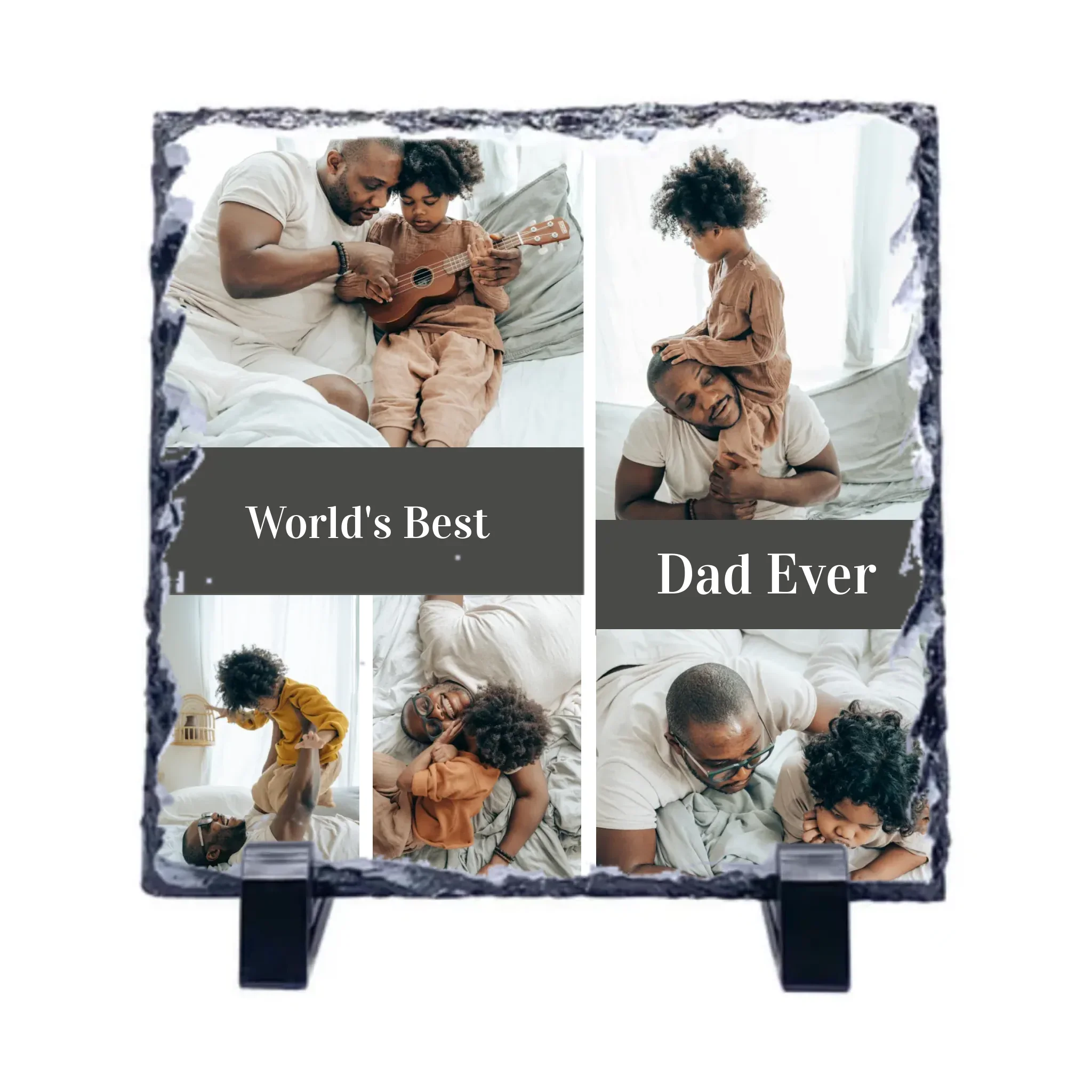 Slate Stone Photo Display Stand - Dad Collage (various sizes)