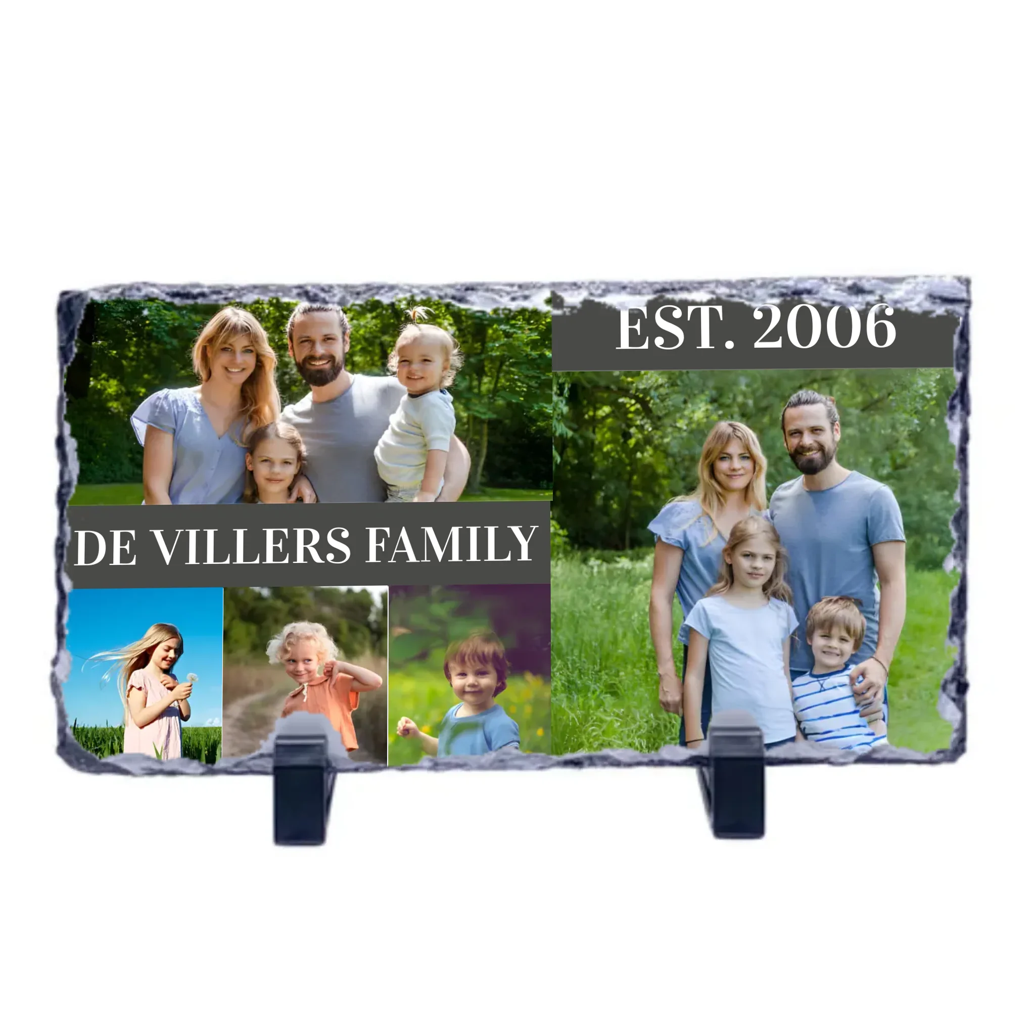 Slate Stone Photo Display Stand - FAMILY Collage (various sizes)