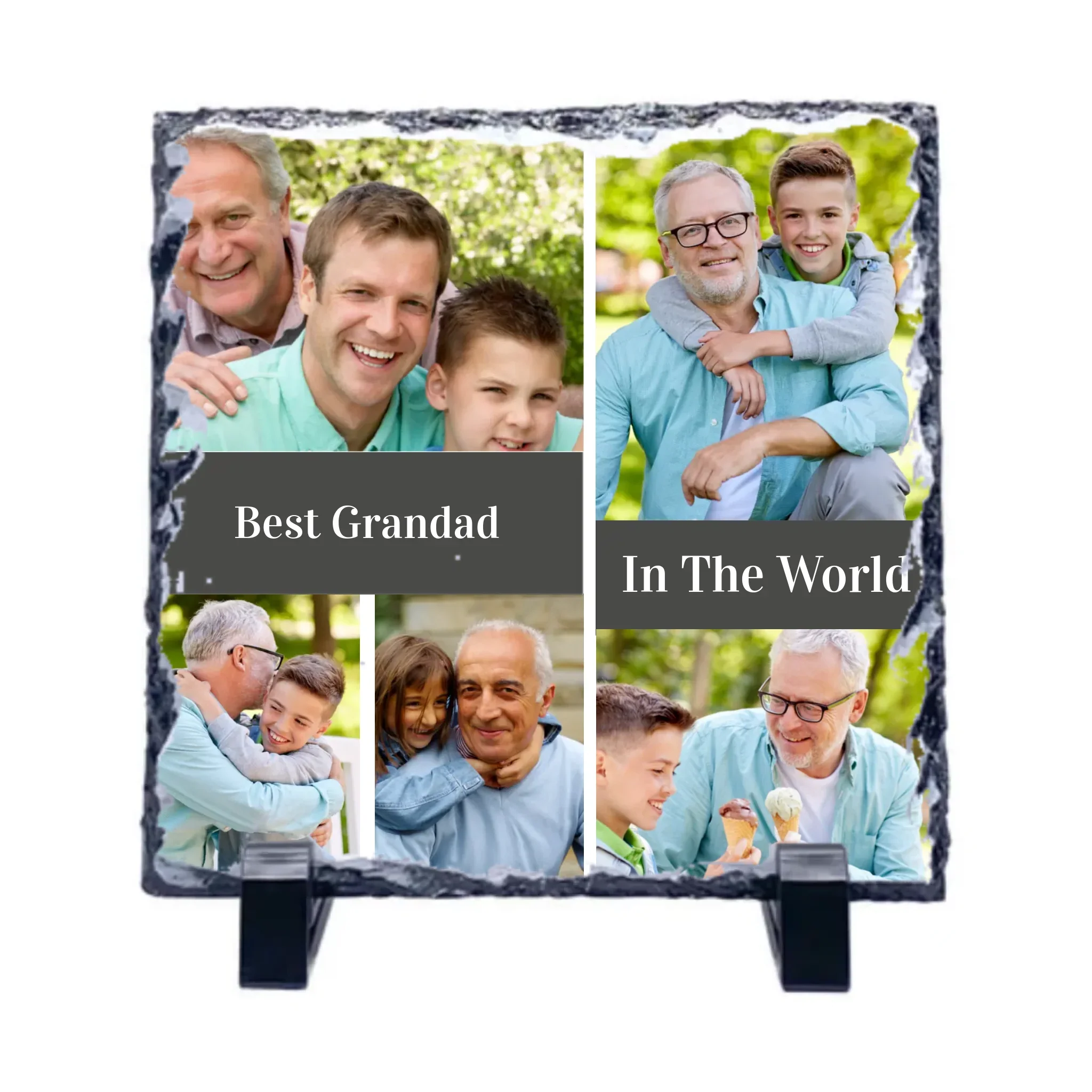 Slate Stone Photo Display Stand - Grandfather Collage (various sizes)