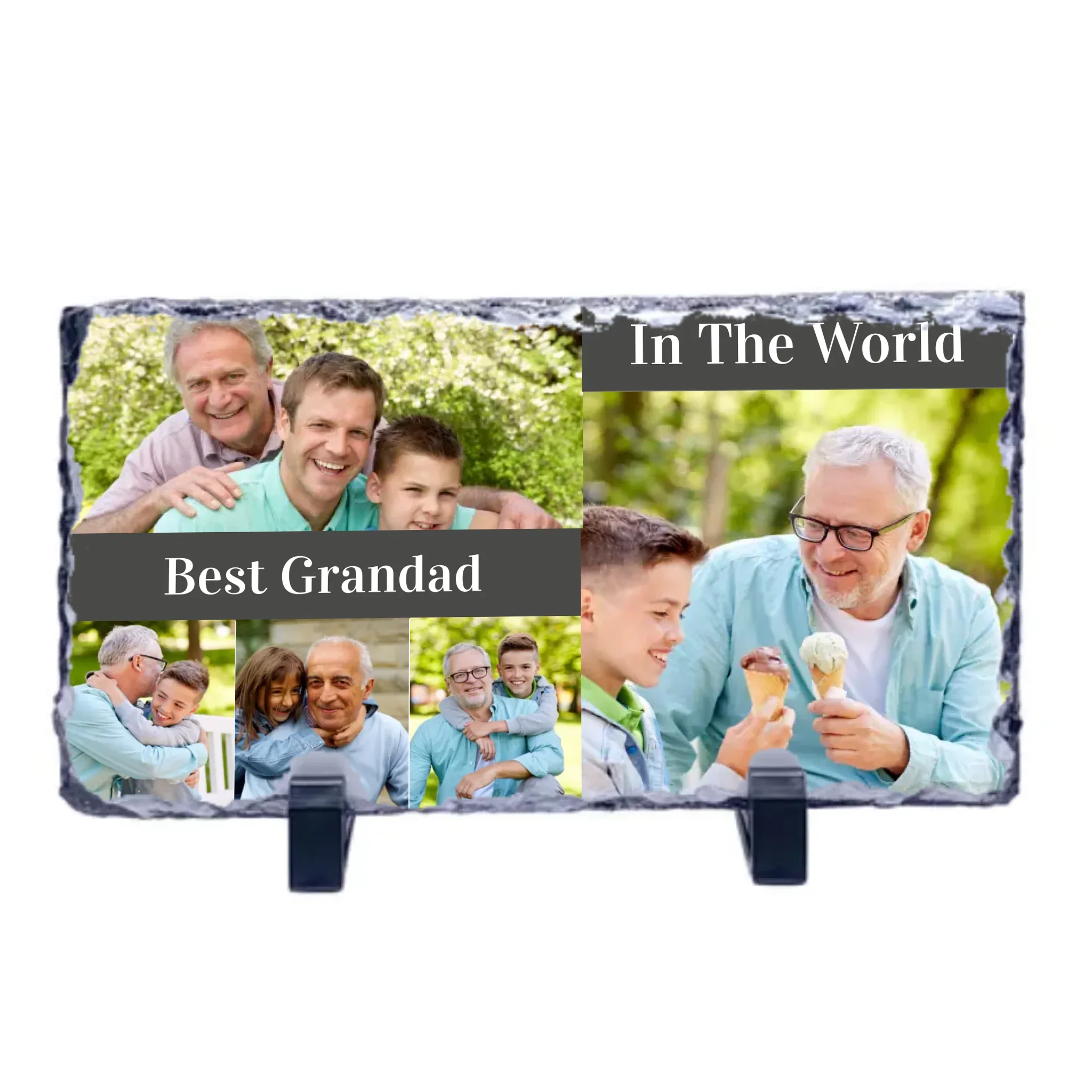 Slate Stone Photo Display Stand - Grandfather Collage (various sizes) - Image 2