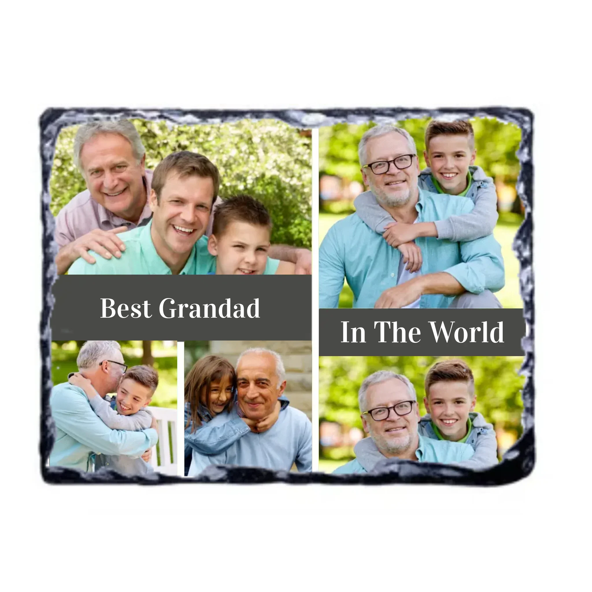 Slate Stone Photo Display Stand - Grandfather Collage (various sizes) - Image 3