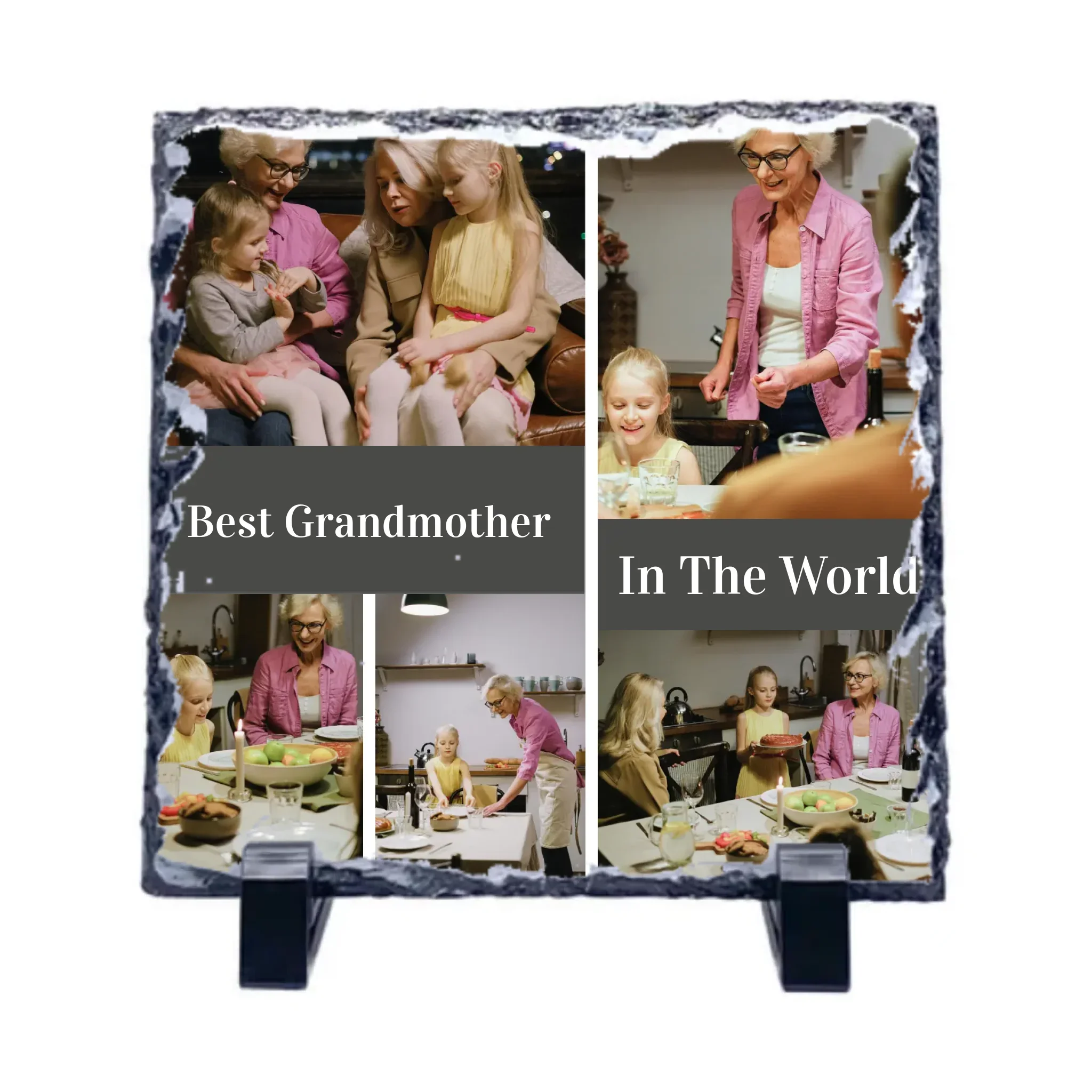 Slate Stone Photo Display Stand - Granny Collage (various sizes)