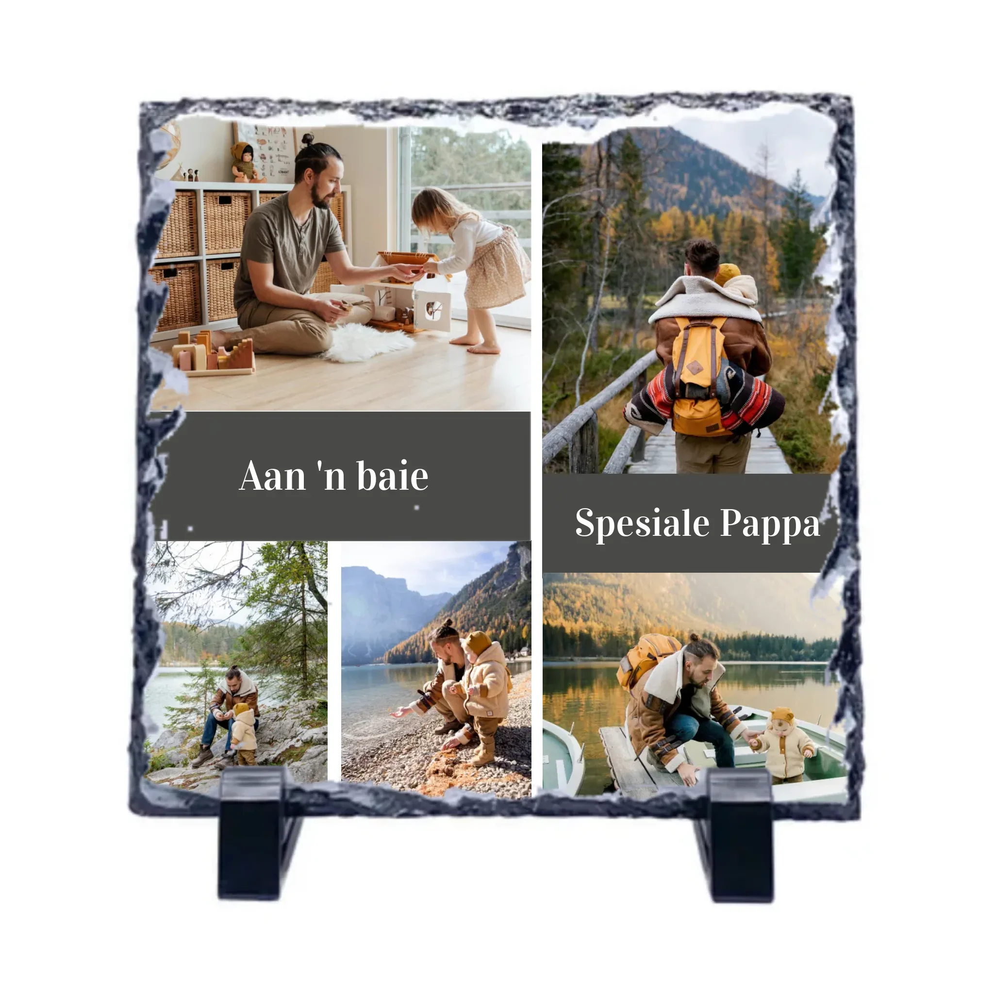 Slate Stone Photo Display Stand - Pappa Collage (various sizes)