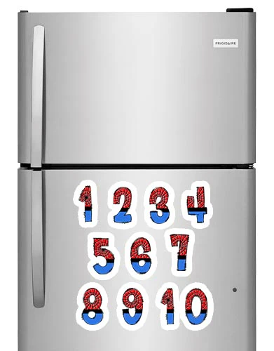 Spiderman Theme Numbers Photo Fridge Magnets - (10 PER PACK) - Image 2