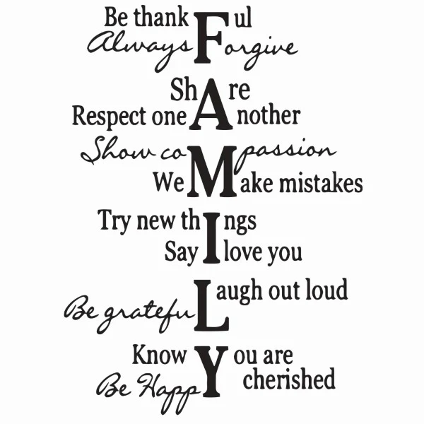 Large Vinyl Wall Art Sticker Quote: F.A.M.I.L.Y - Image 2