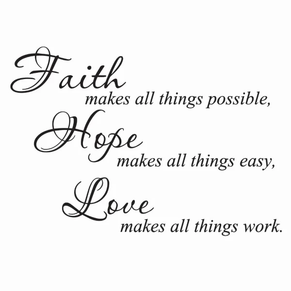 Large Vinyl Wall Art Sticker Quote: Faith | Hope | Love - Image 2