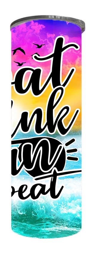 Summer - Float Drink Tan Repeat Design on Tumbler, Can, Flask, or Water bottle - Image 3