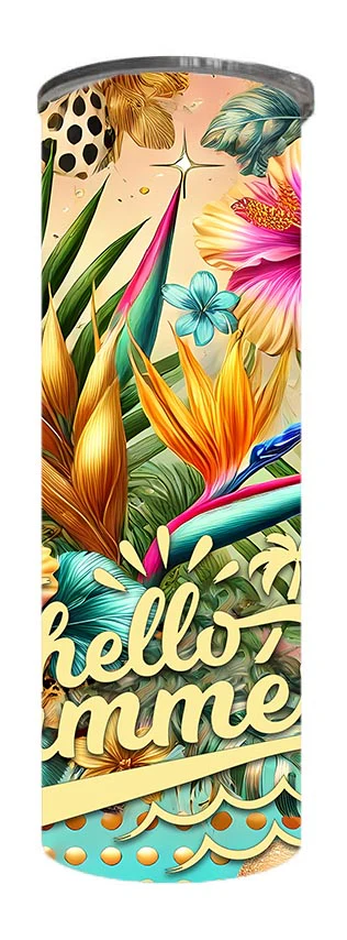 Summer - Hello Summer Design on Tumbler, Can, Flask, or Water bottle - Image 3