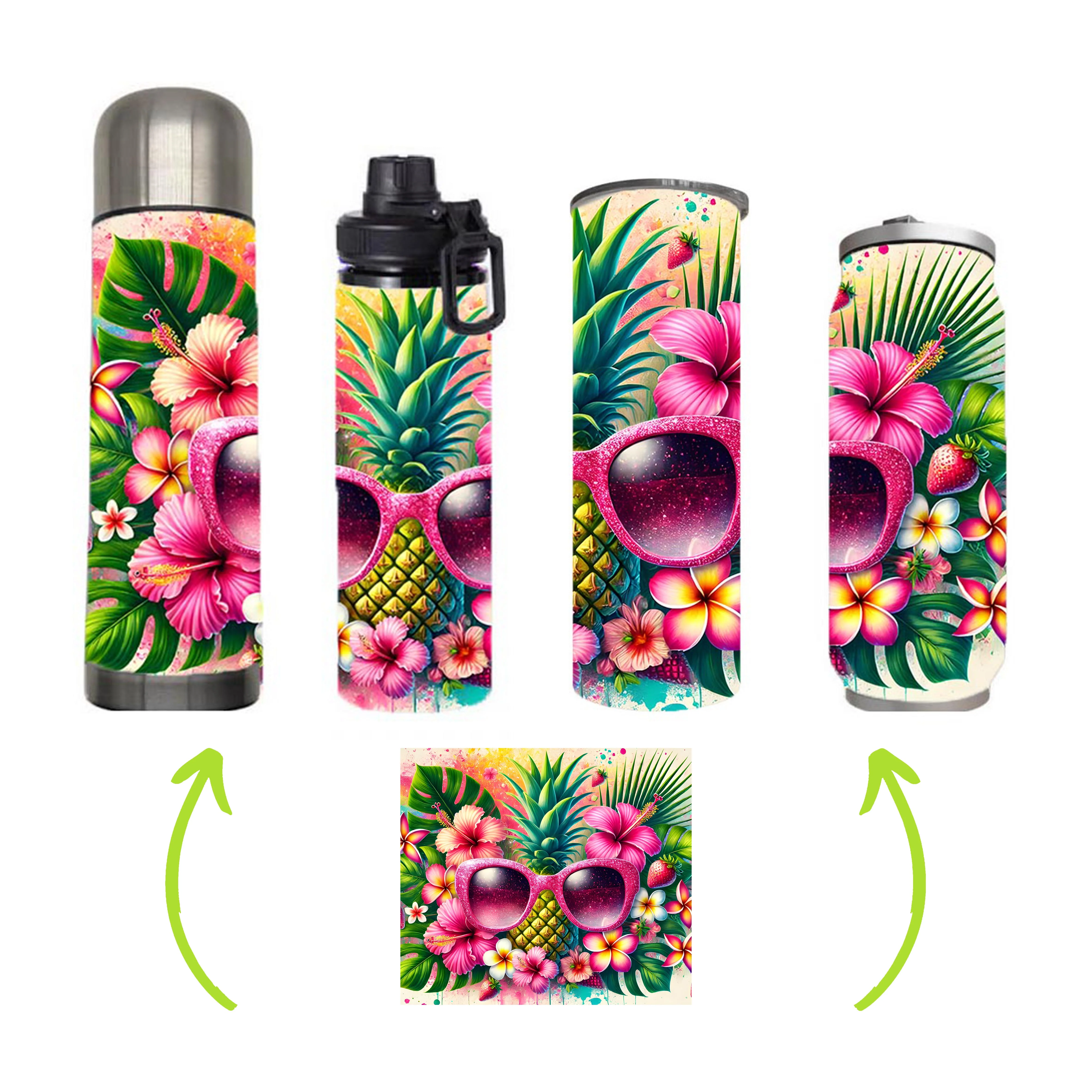 Summer - Tropical Design on Tumbler, Can, Flask, or Water bottle